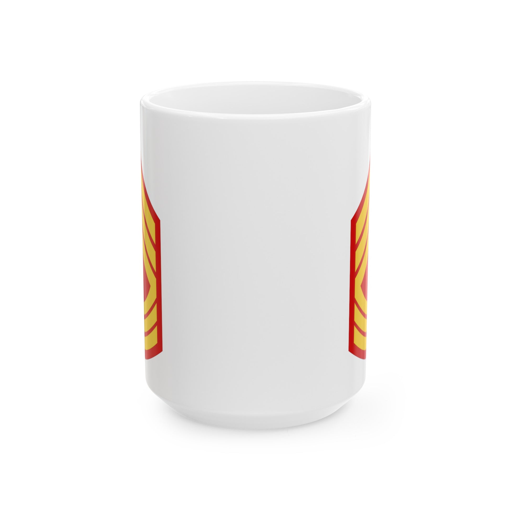 United States Marine Corps First Sergeant (E-8) Chevron Coffee Mug - Double Sided White Ceramic 15oz - by TheGlassyLass.com