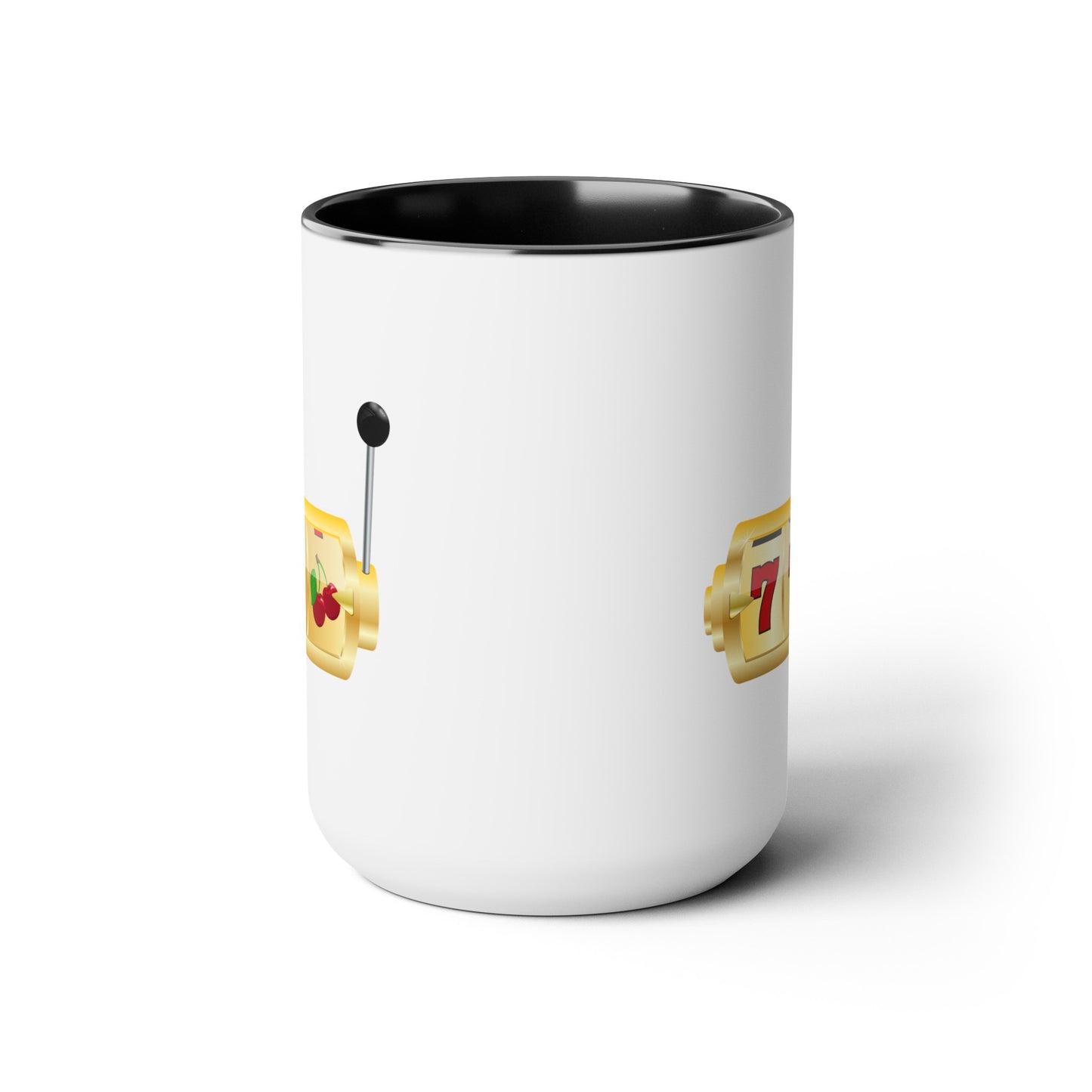 Slot Machine Coffee Mug - Double Sided Black Accent White Ceramic 15oz by TheGlassyLass.com