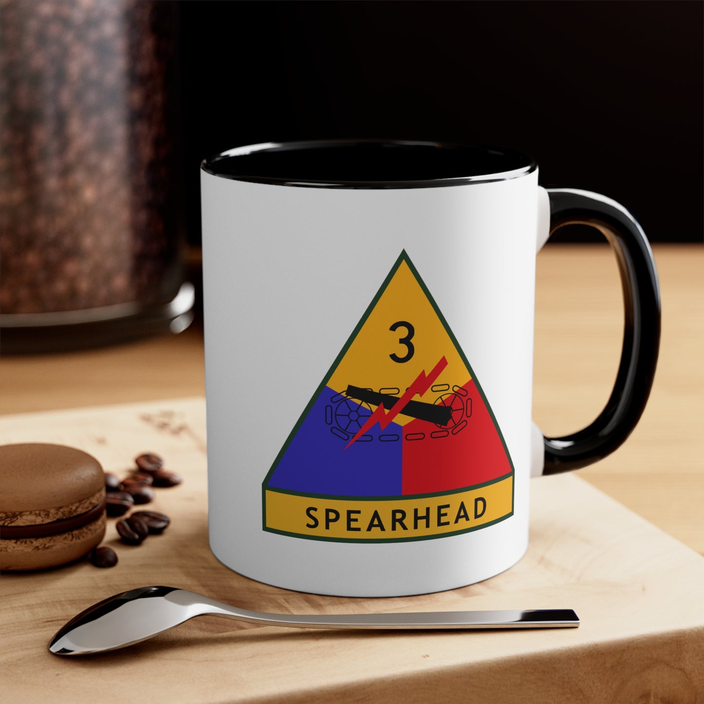 US Army 3rd Armored Division - Double Sided Black Accent White Ceramic Coffee Mug 11oz by TheGlassyLass.com