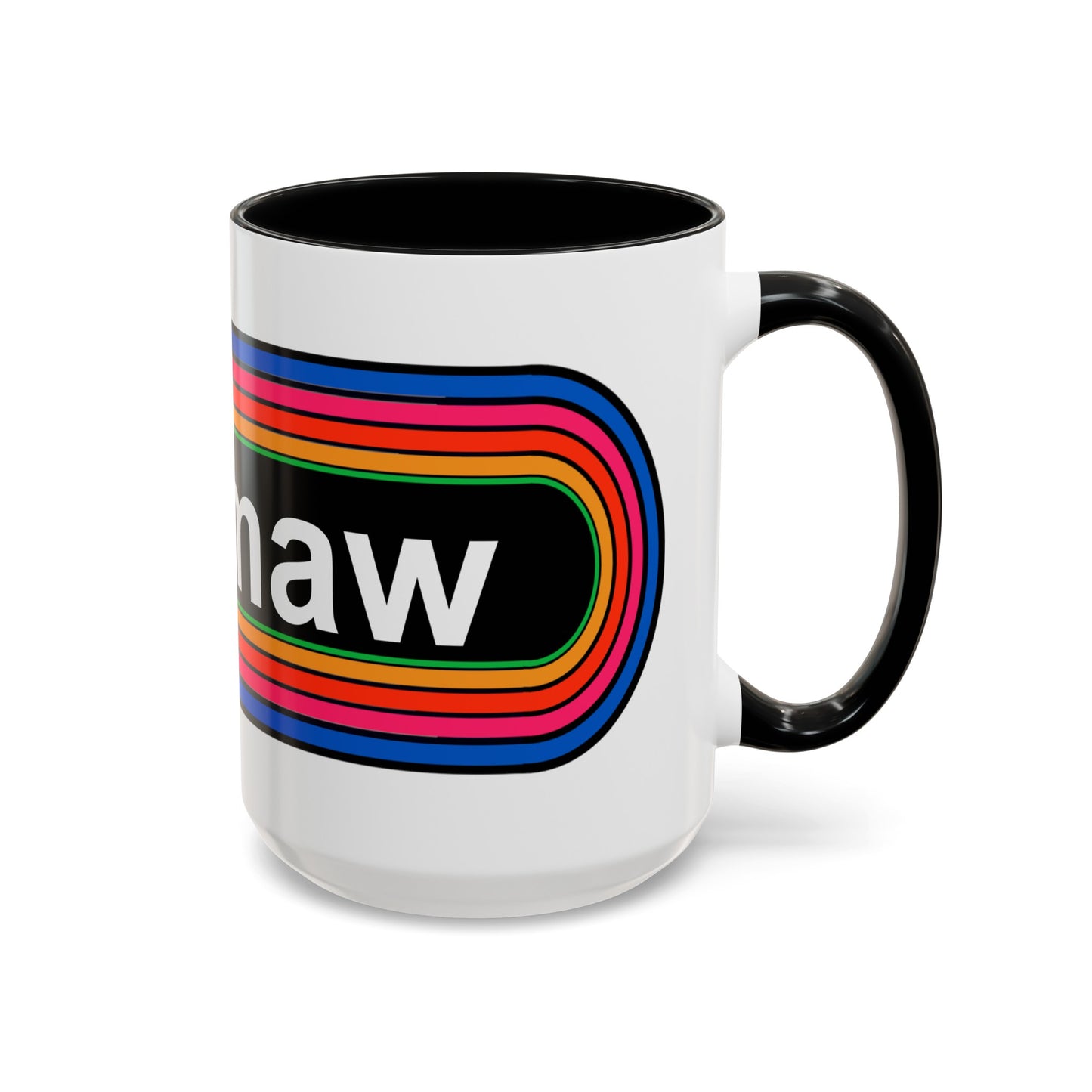 Rainbow Meemaw Pronouns Coffee Mug - Wrap Print Black Accent Ceramic 15oz - by TheGlassyLass.com