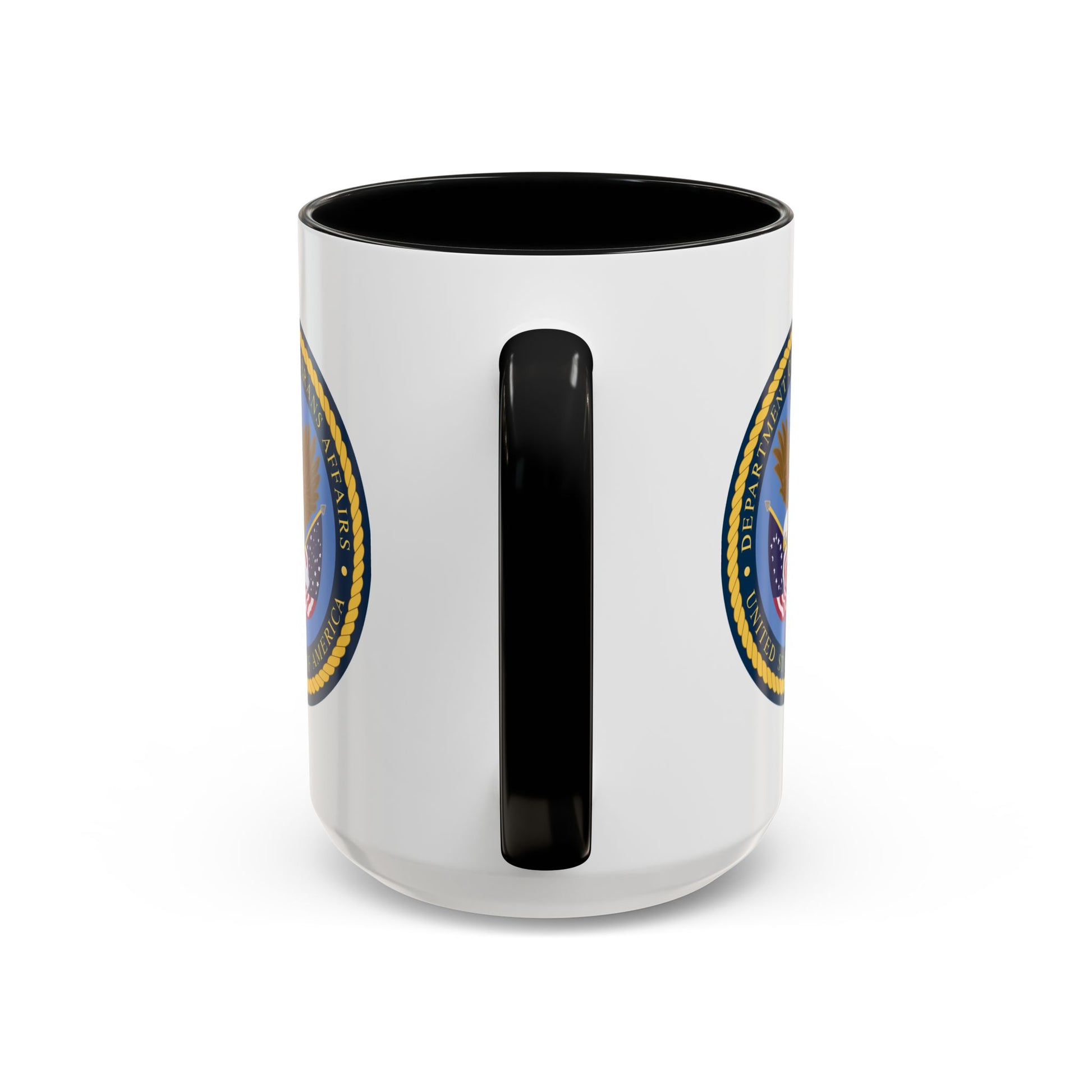 US Department of Veterans Affairs Coffee Mug - Double Sided Print, Black Accent White Ceramic, 15oz by TheGlassyLass.com