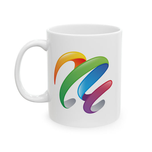 Rainbow Swirl Coffee Mug - Double Sided White Ceramic 11oz by TheGlassyLass.com