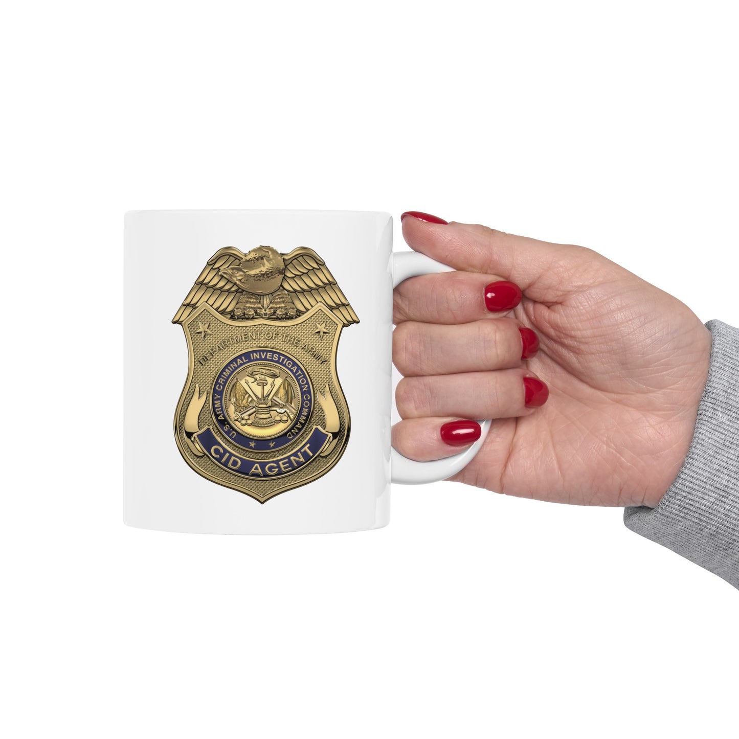 Army CID Agent Badge Coffee Mug - Double Sided White Ceramic 11oz by TheGlassyLass.com