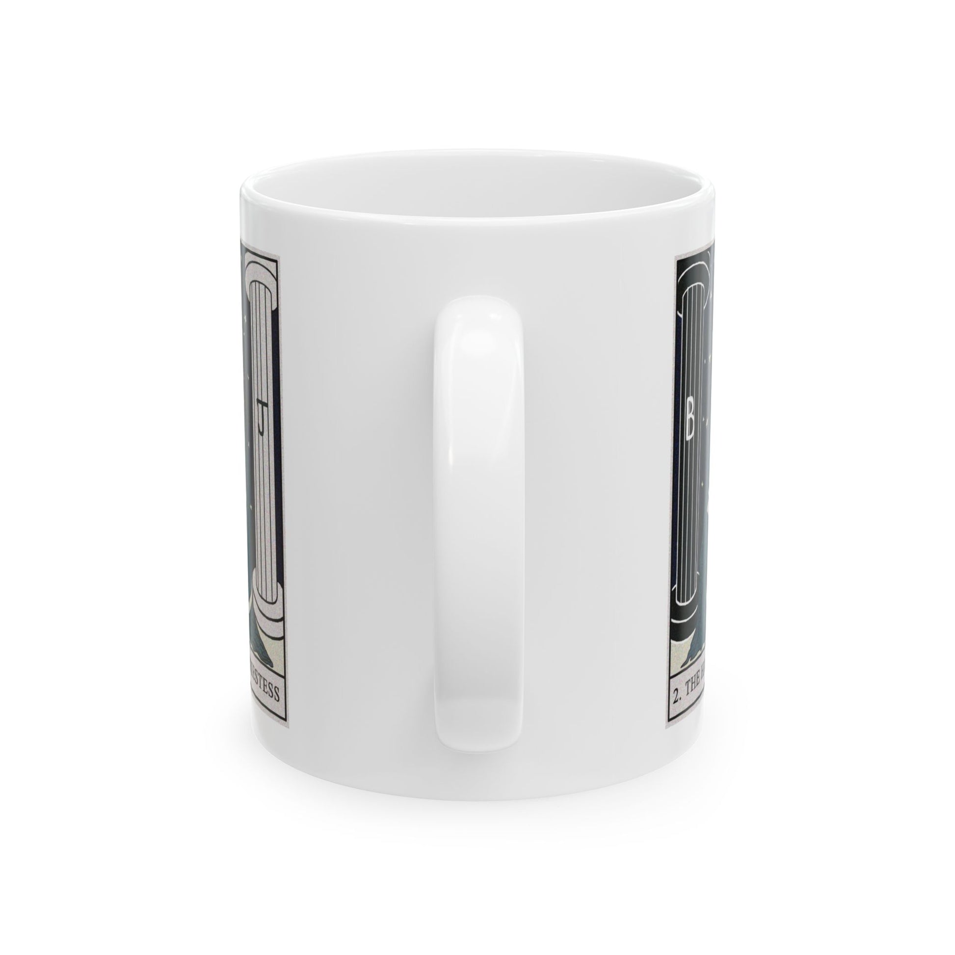 The High Priestess Tarot Card Coffee Mug - Double Sided Print, White Ceramic, 11oz by TheGlassyLass.com