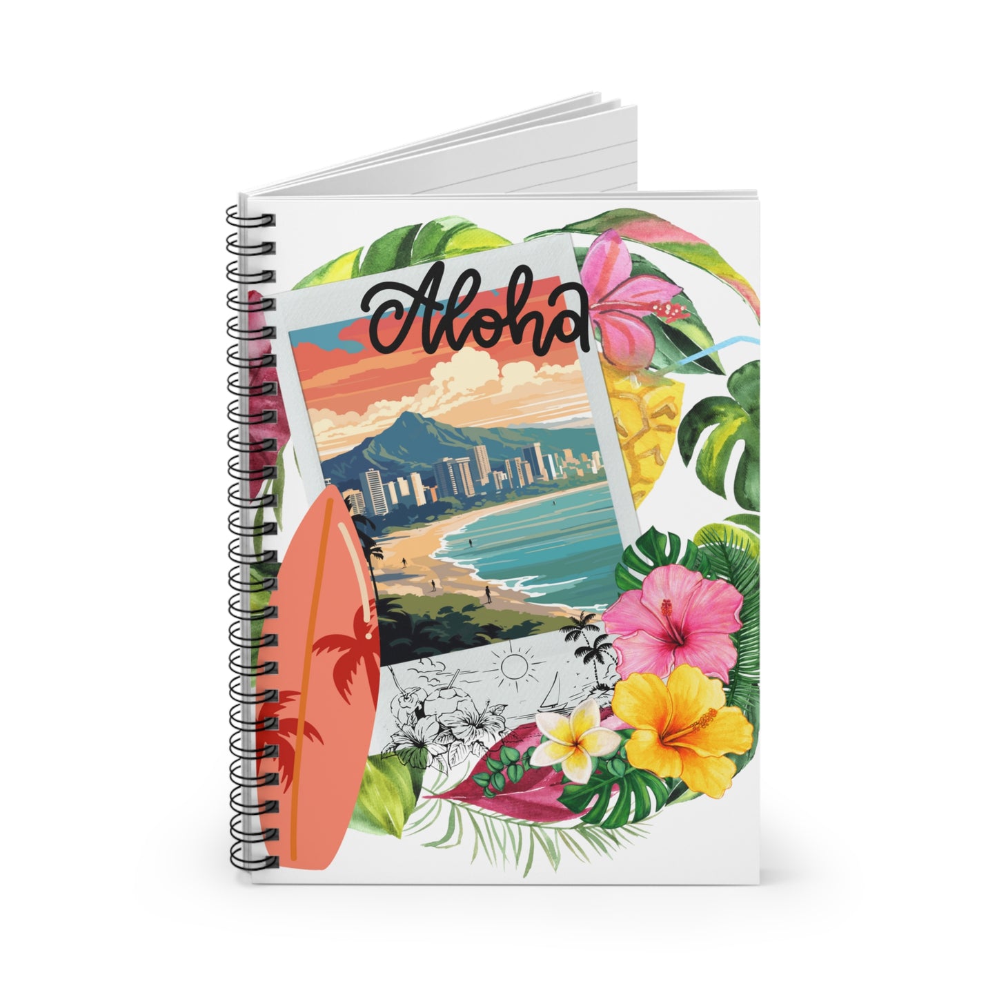 Waikiki Hawaii: Spiral Notebook - Log Books - Journals - Diaries - and More Custom Printed by TheGlassyLass.com