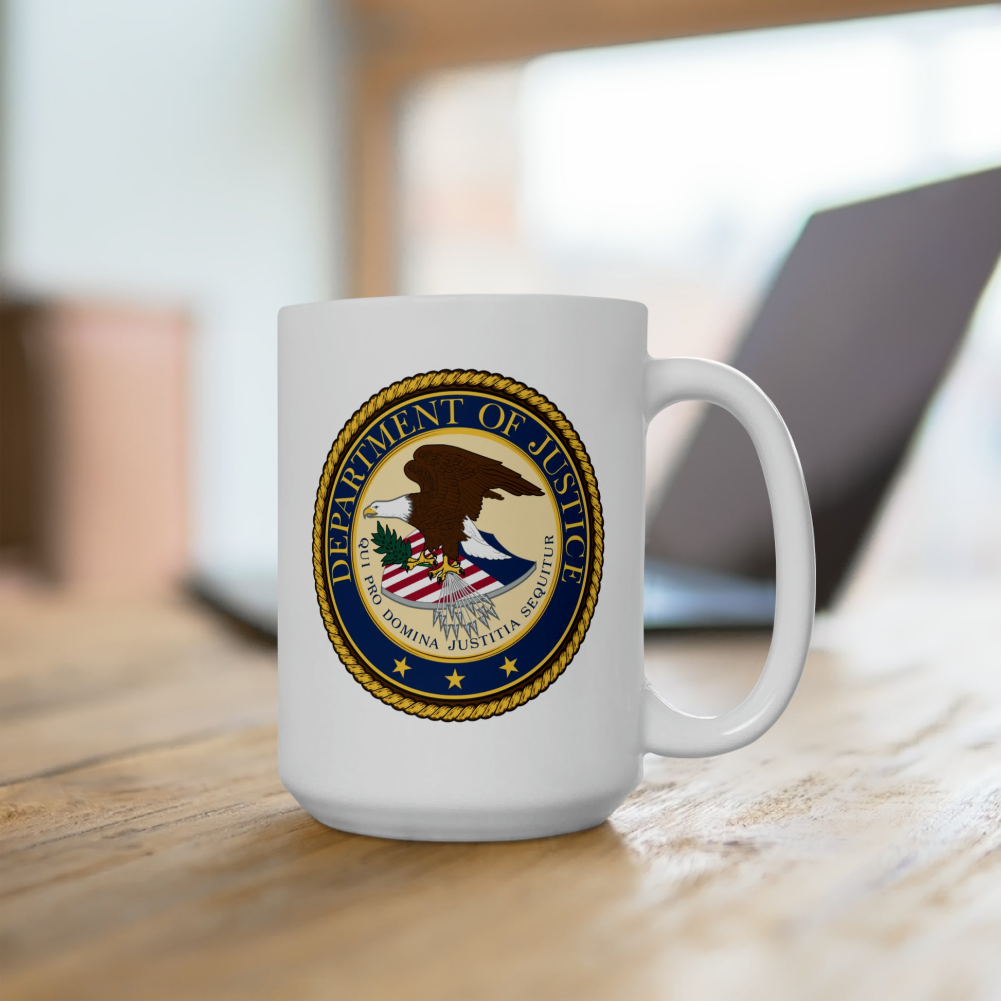 Department of Justice Coffee Mug - Double Sided White Ceramic 15oz by TheGlassyLass.com