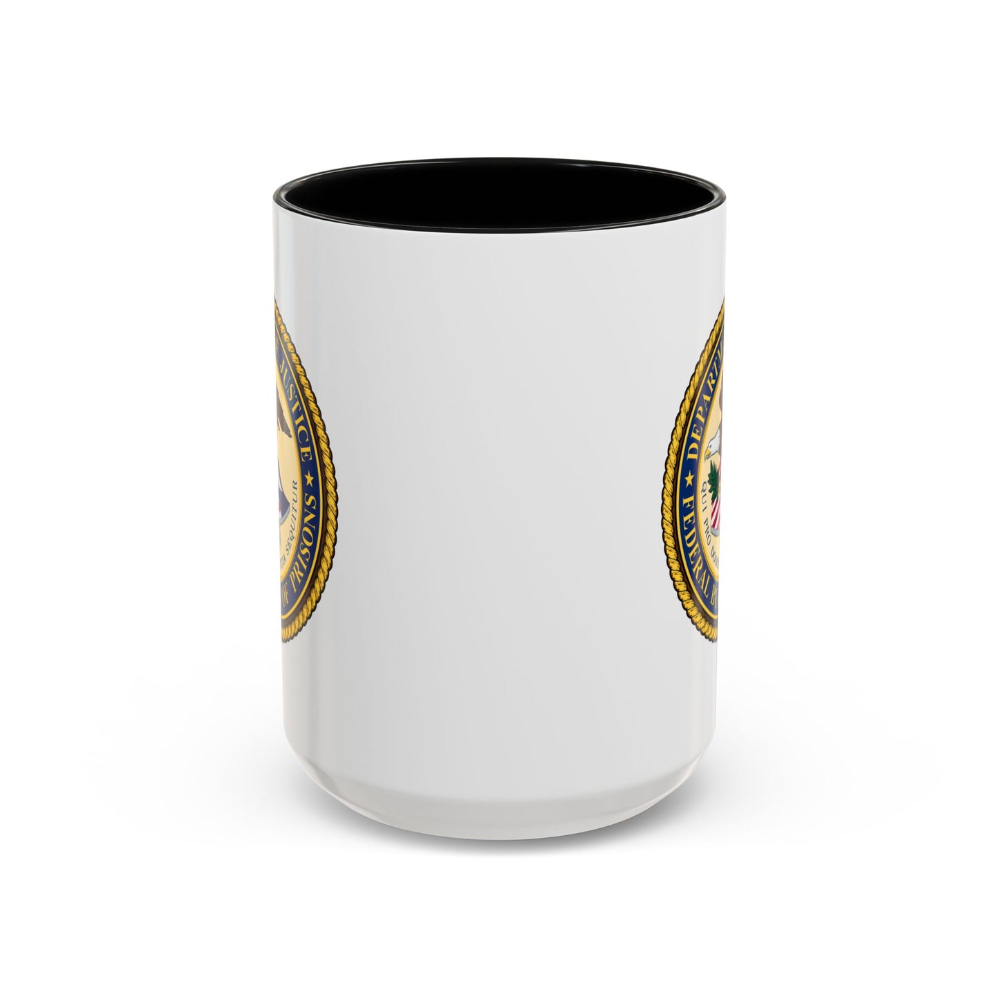 Federal Bureau of Prisons Coffee Mug - Double Sided Black Accent White Ceramic 15oz by TheGlassyLass.com