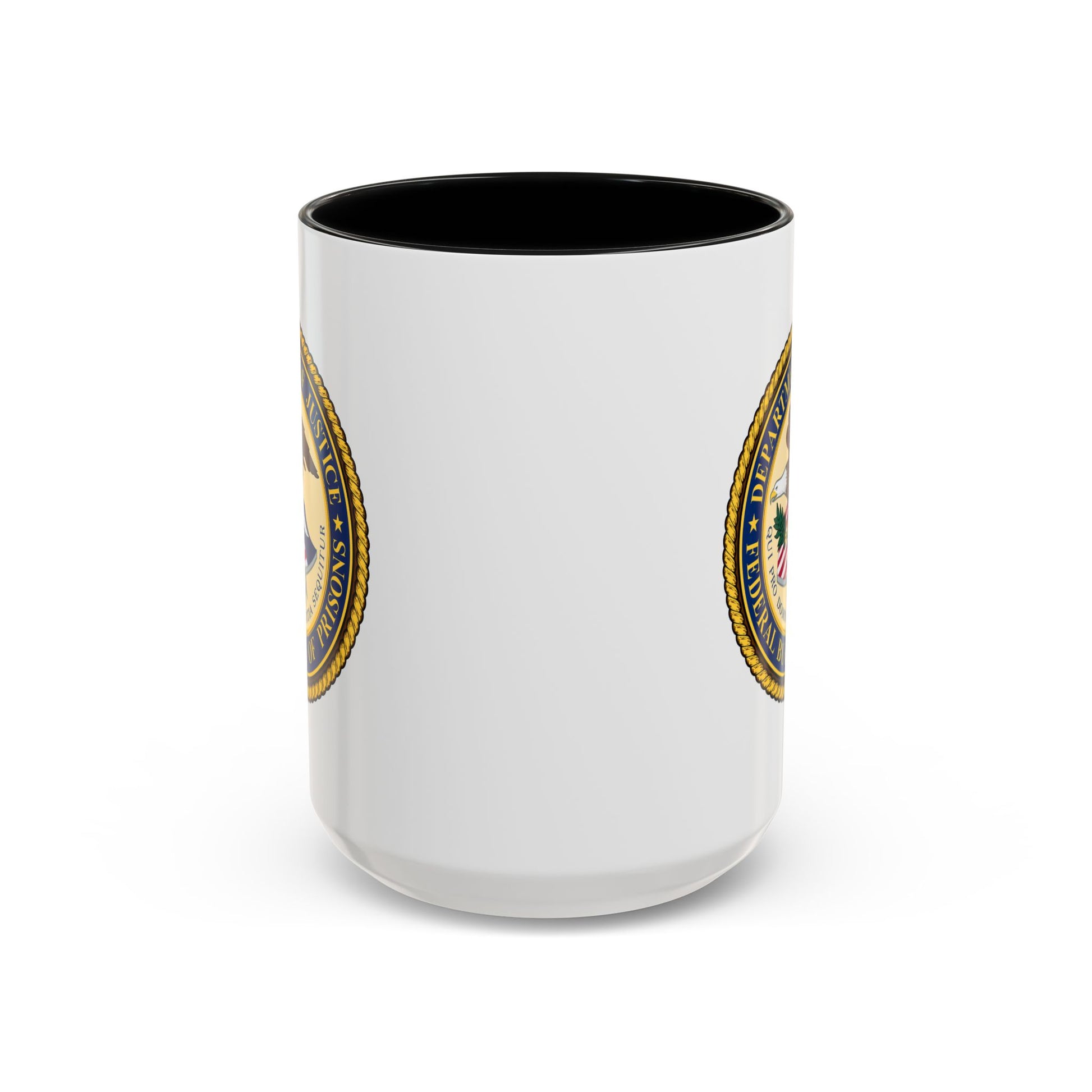 Federal Bureau of Prisons Coffee Mug - Double Sided Black Accent White Ceramic 15oz by TheGlassyLass.com
