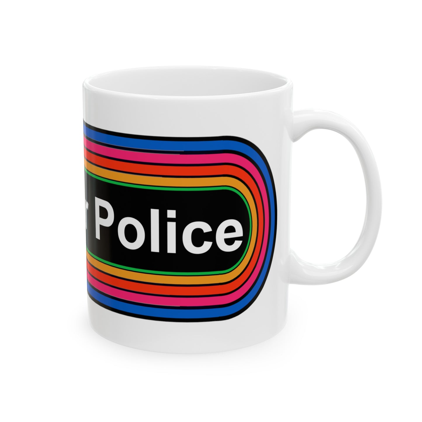 Rainbow Grammar Police Coffee Mug - Wrap Print White Ceramic 11oz - by TheGlassyLass.com