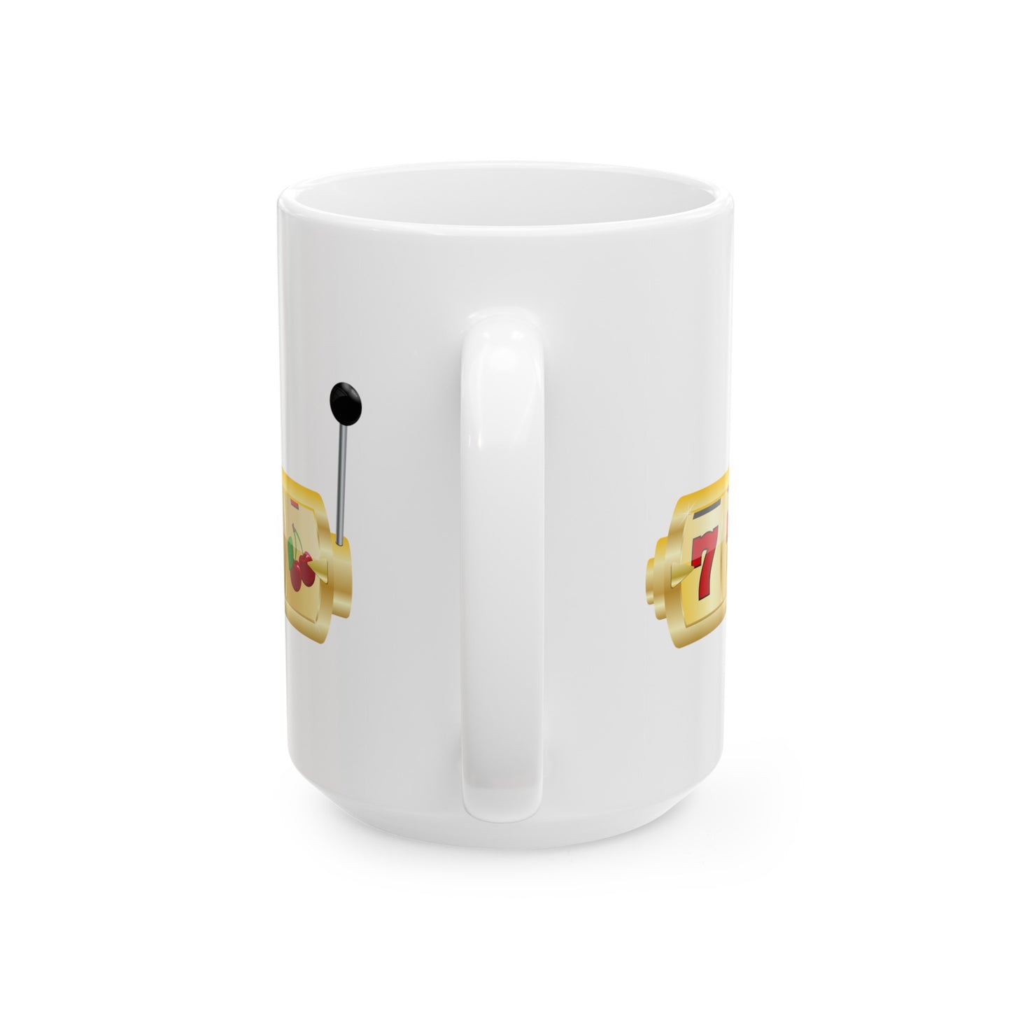 Slot Machine Coffee Mug - Double Sided White Ceramic 15oz by TheGlassyLass.com