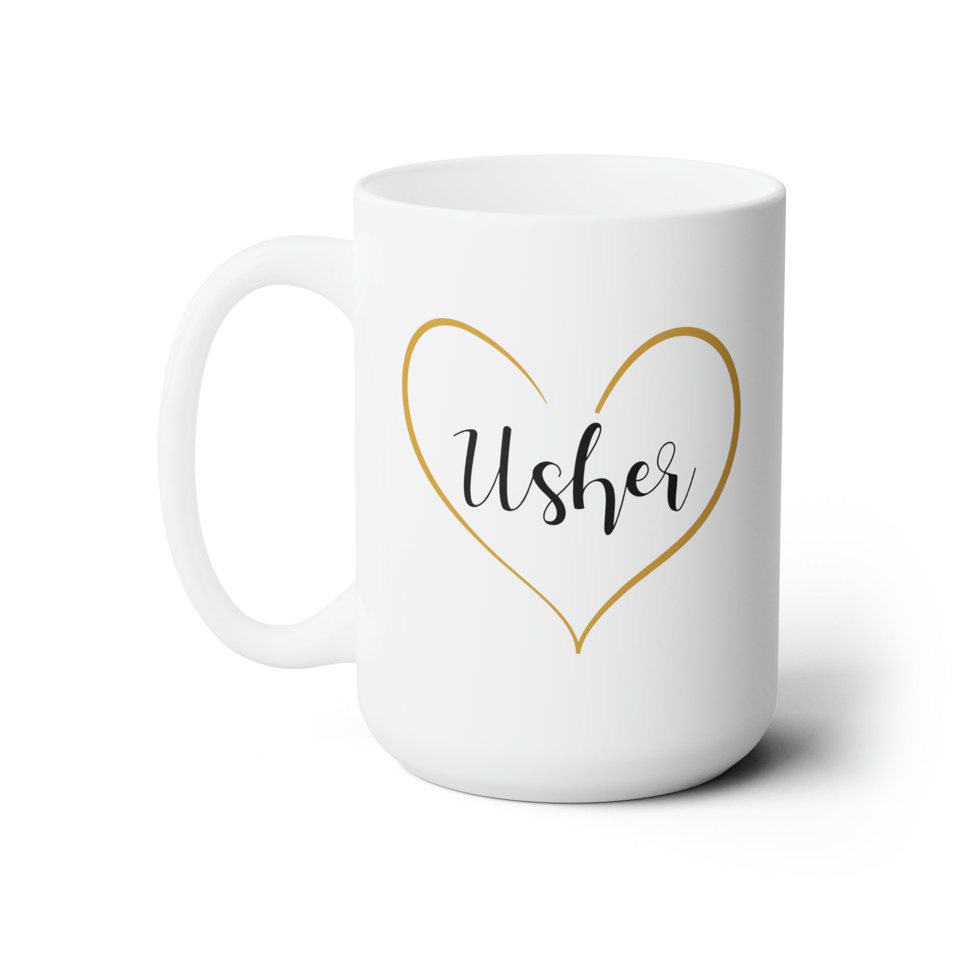 Usher Coffee Mug - Double Sided White Ceramic 15oz - by TheGlassyLass.com