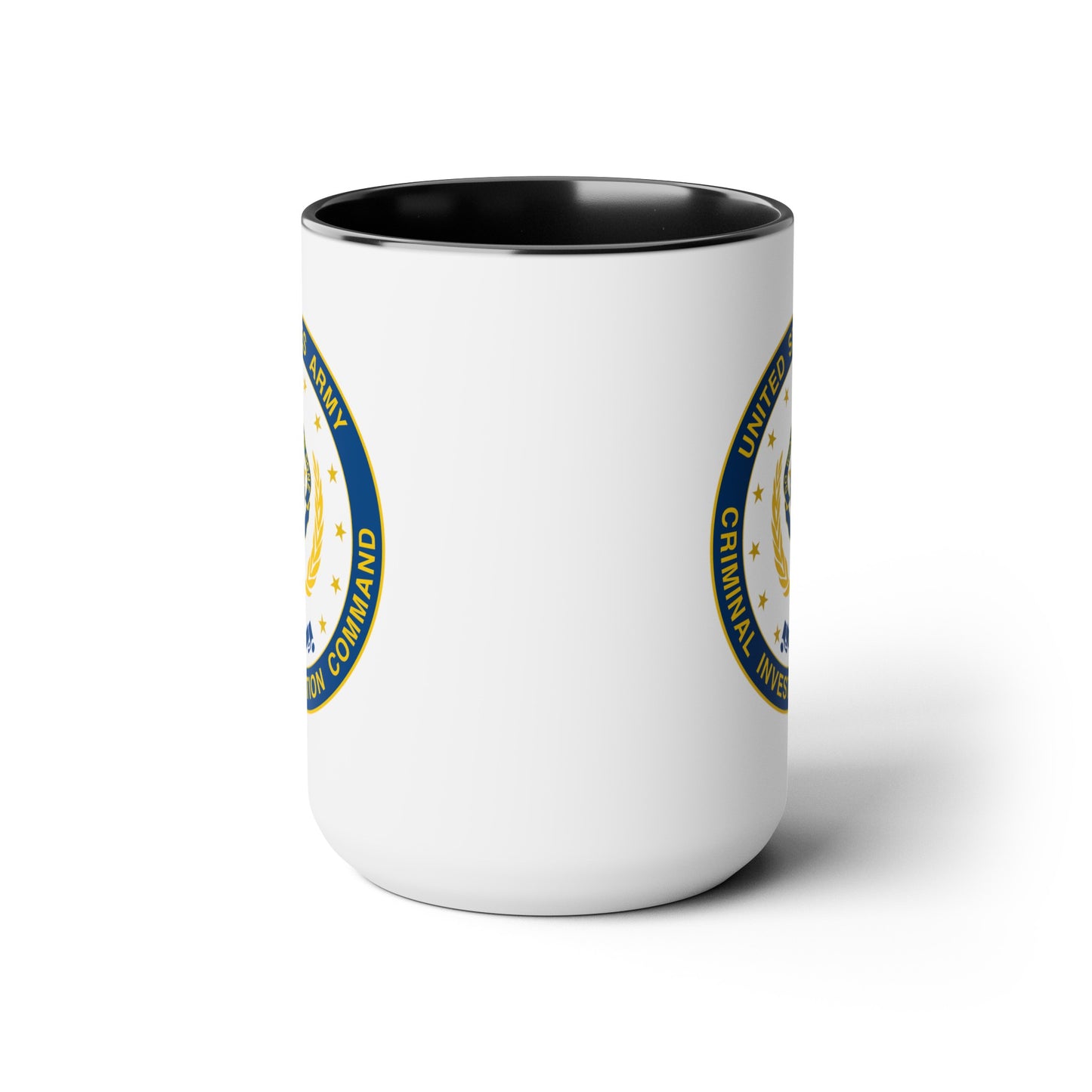 Army CIC Seal Coffee Mug - Double Sided Black Accent White Ceramic 15oz by TheGlassyLass.com