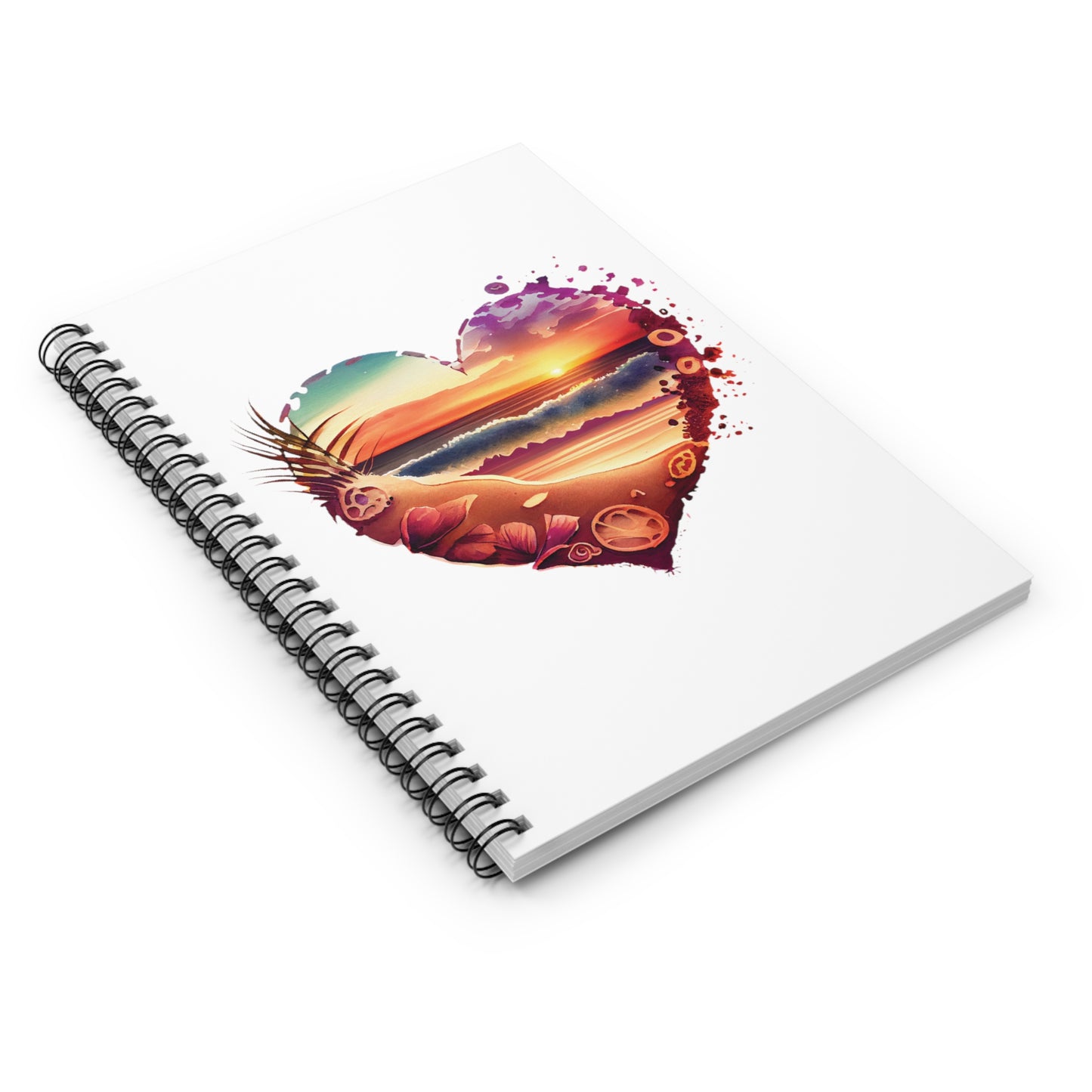 Beach Heart Sunset: Spiral Notebook - Log Books - Journals - Diaries - and More Custom Printed by TheGlassyLass