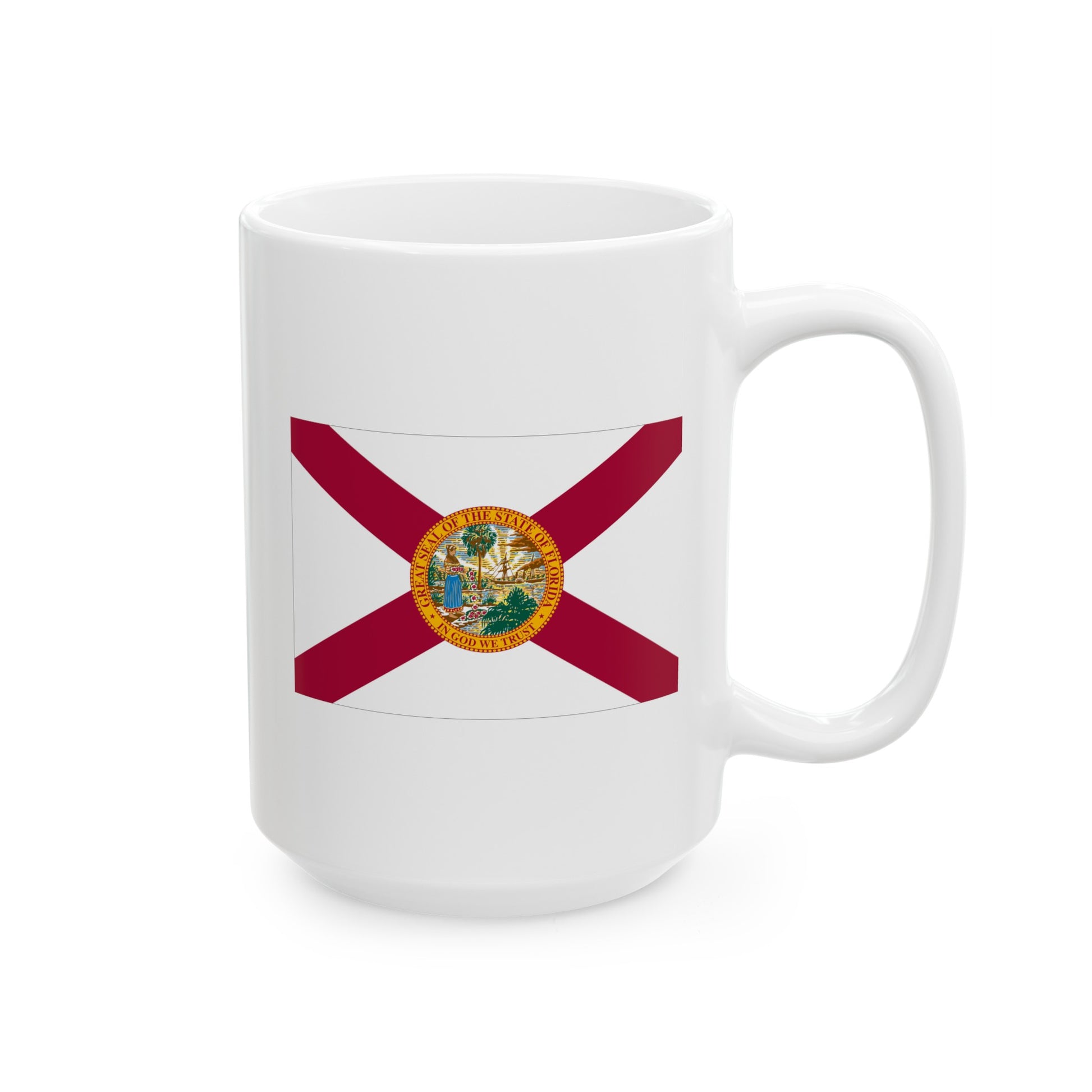 Florida State Flag - Double Sided White Ceramic Coffee Mug 15oz by TheGlassyLass.com