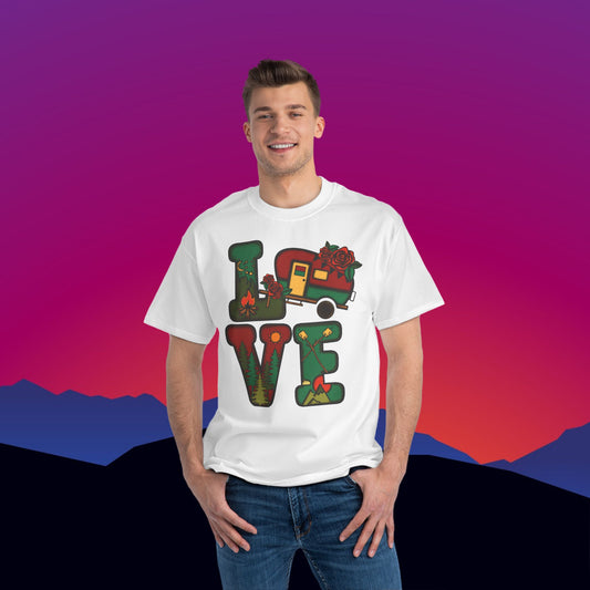 Camping LOVE T-Shirt: (Hanes Beefy-T 100% Preshrunk Cotton) Custom Printed by TheGlassyLass.com