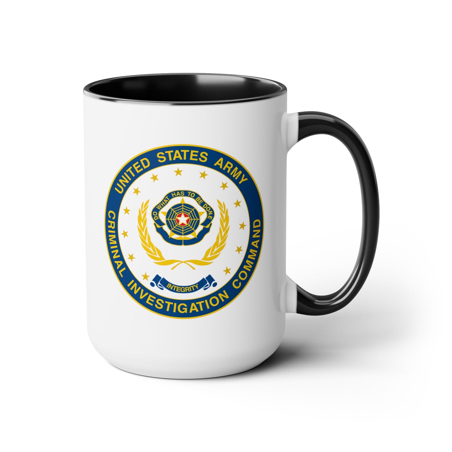 Army CIC Seal Coffee Mug - Double Sided Black Accent White Ceramic 15oz by TheGlassyLass.com