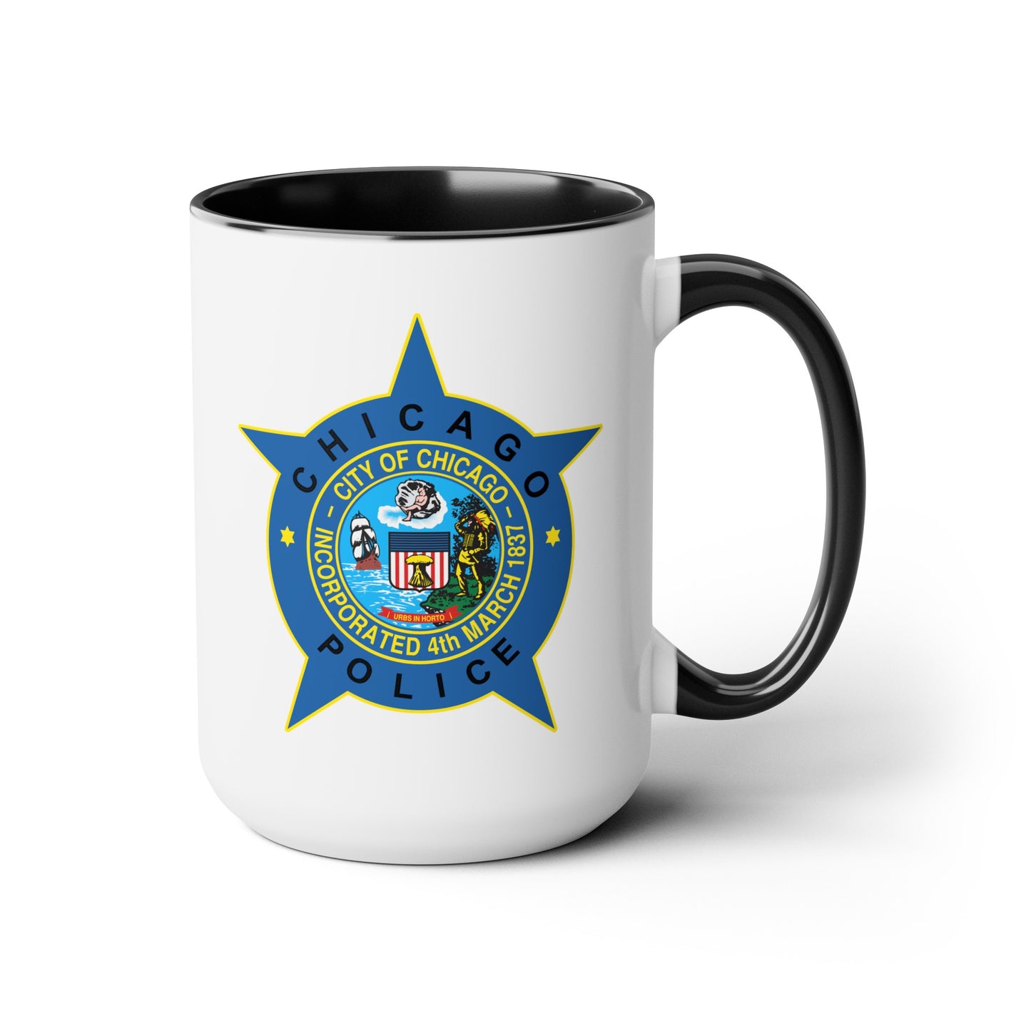 Chicago Police Department - Double Sided Black Accent White Ceramic Coffee Mug 15oz by TheGlassyLass.com