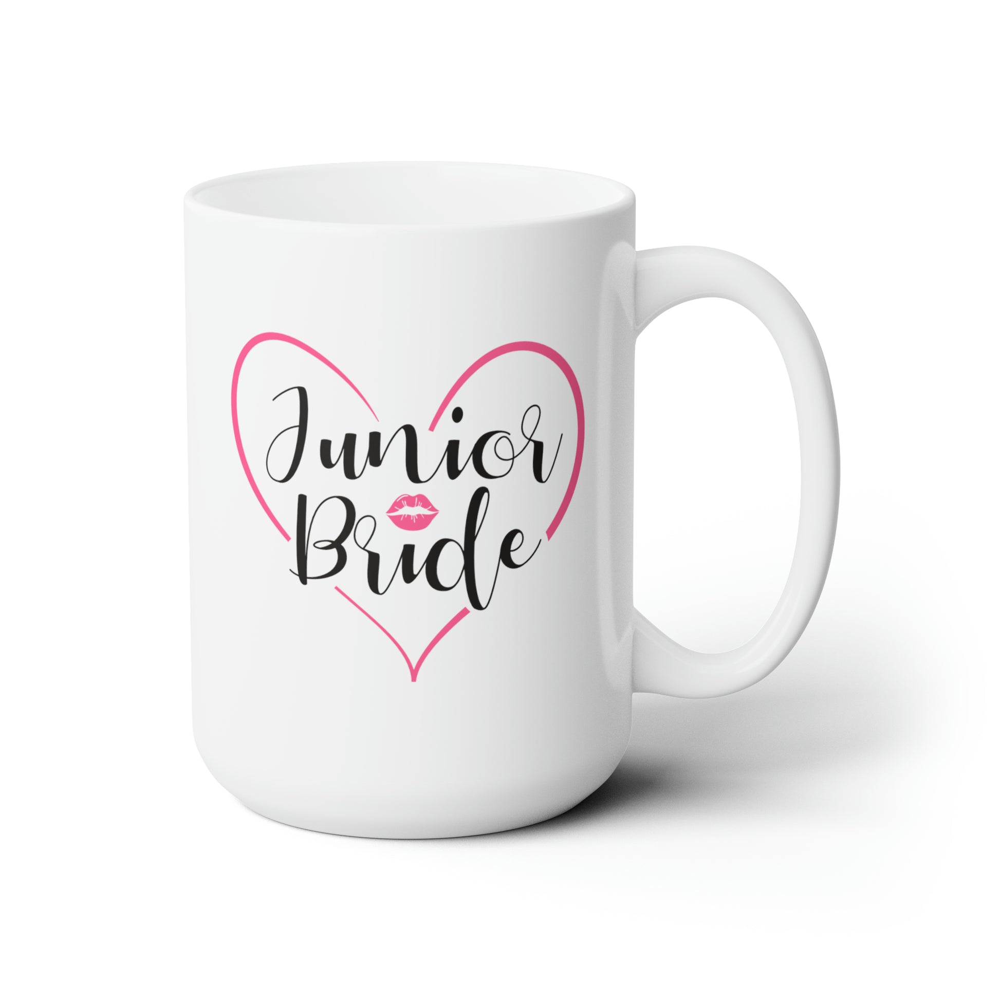 Junior Bride Cocoa Mug - Double Sided White Ceramic 15oz - by TheGlassyLass.com