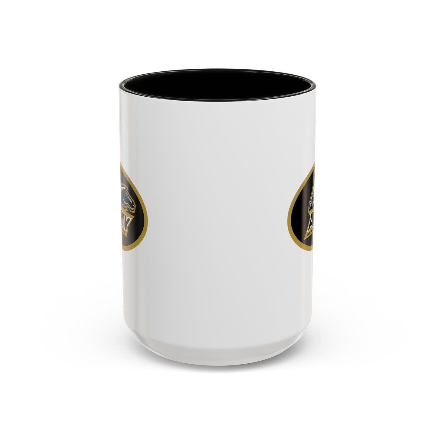 US Army Black Knights - Double Sided Black Accent White Ceramic Coffee Mug 15oz by TheGlassyLass.com