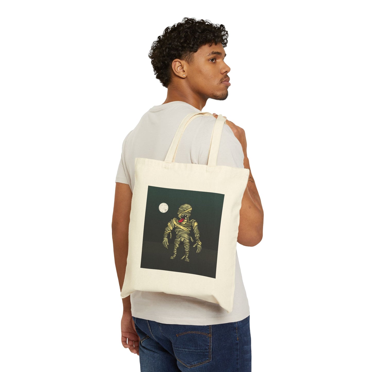 The Mummy Haunted Halloween Trick or Treat Tote Bag - Heavyweight 100% Cotton Canvas by TheGlassyLass.com