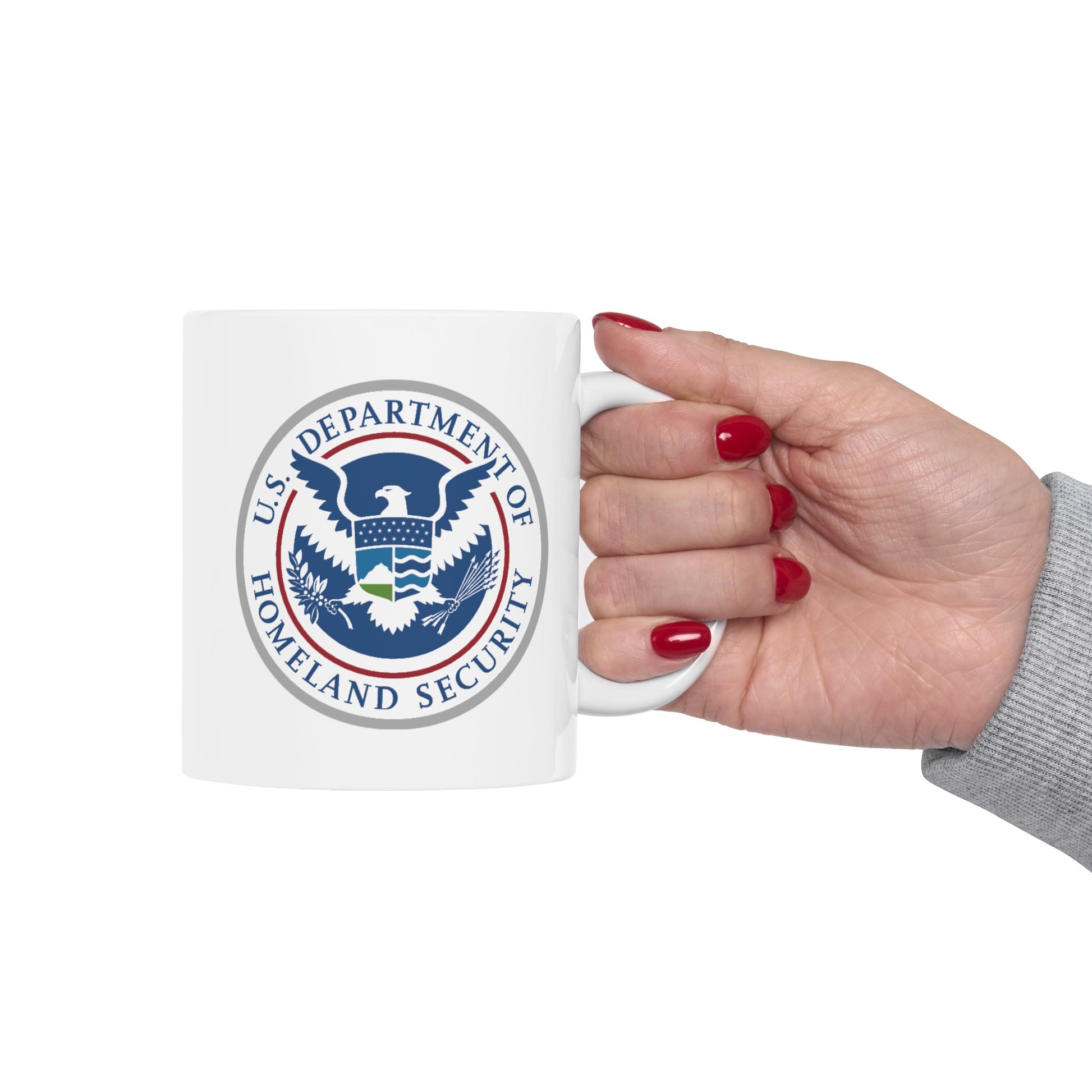 Homeland Security Coffee Mug - Double Sided White Ceramic 11oz by TheGlassyLass.com