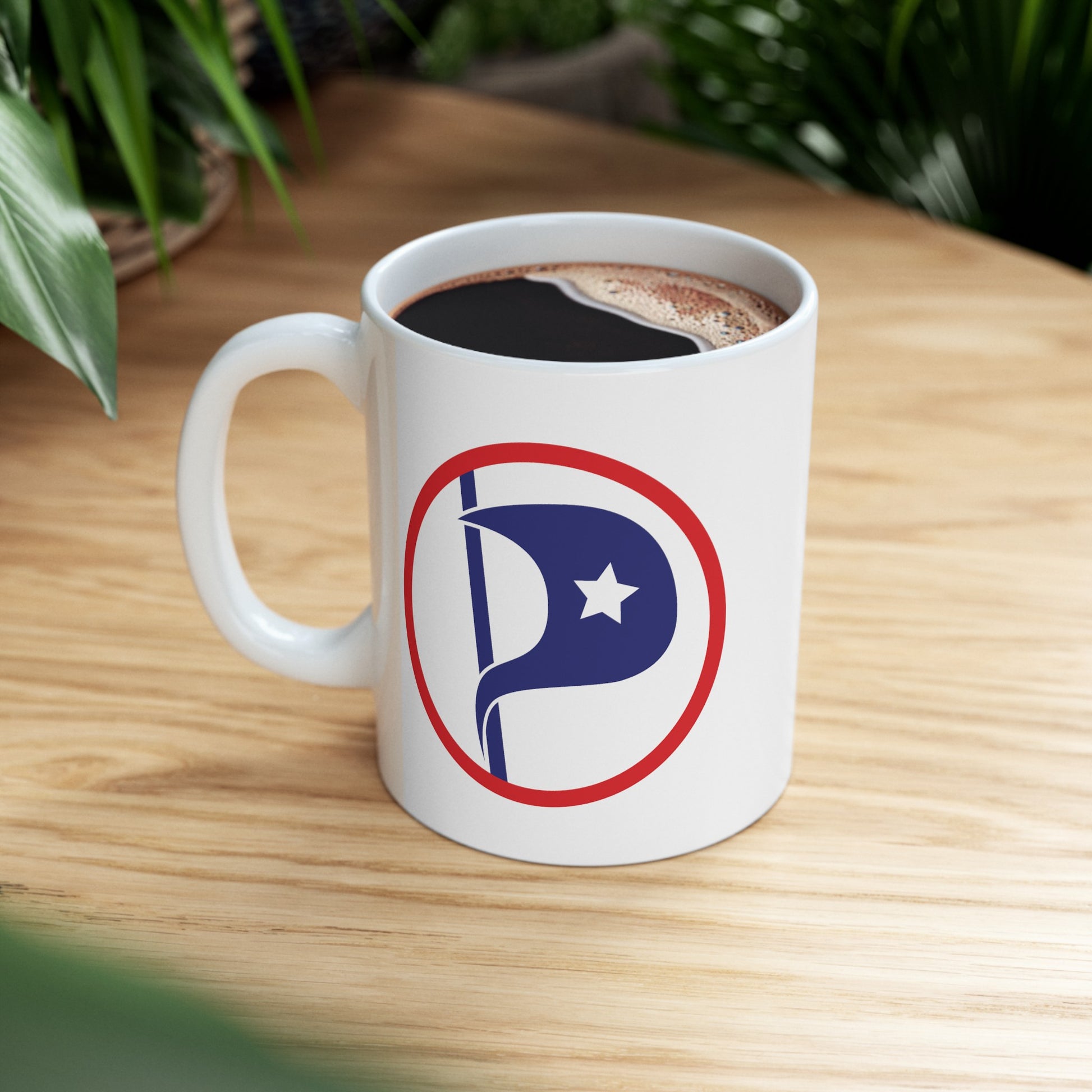 US Pirate Party Coffee Mug - Double Sided White Ceramic 11oz by TheGlassyLass.com