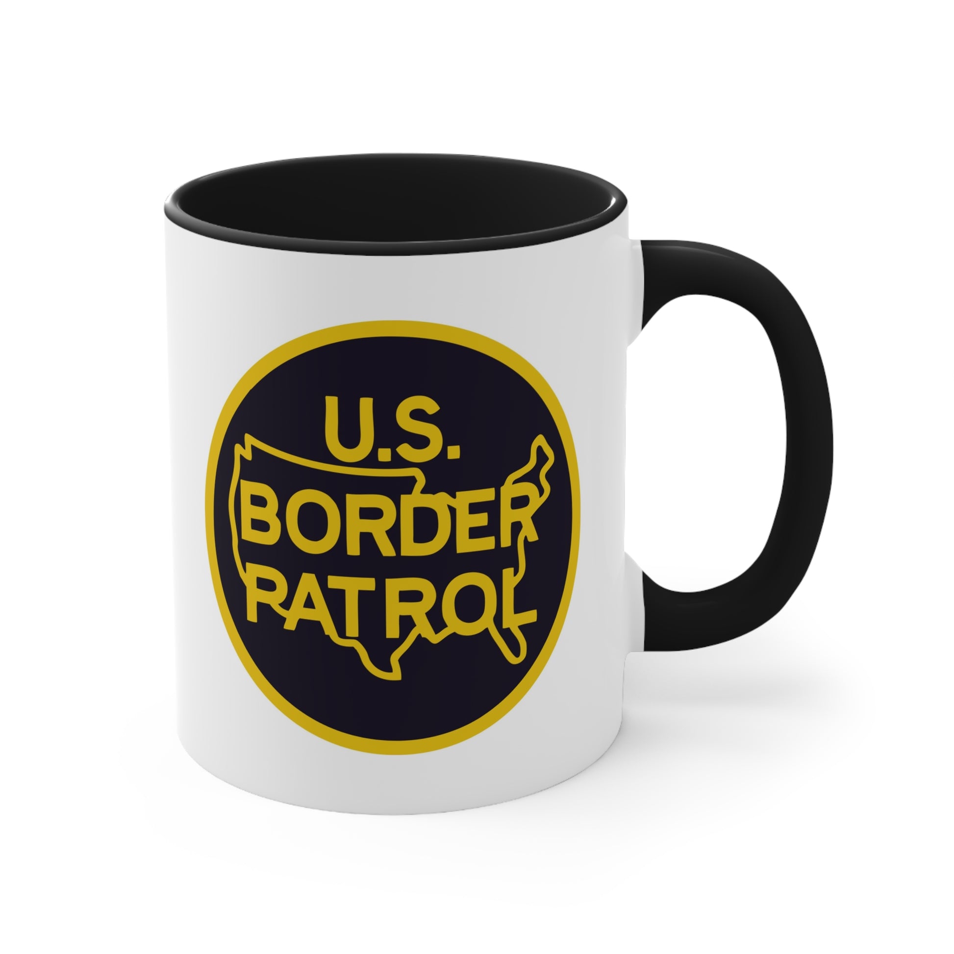 US Border Patrol Coffee Mug - Double Sided Black Accent White Ceramic 11oz by TheGlassyLass