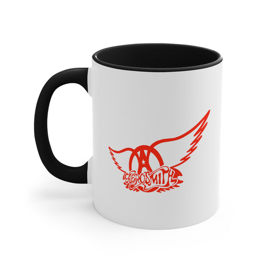 Aerosmith Coffee Mug - Double Sided Black Accent White Ceramic 11oz by TheGlassyLass