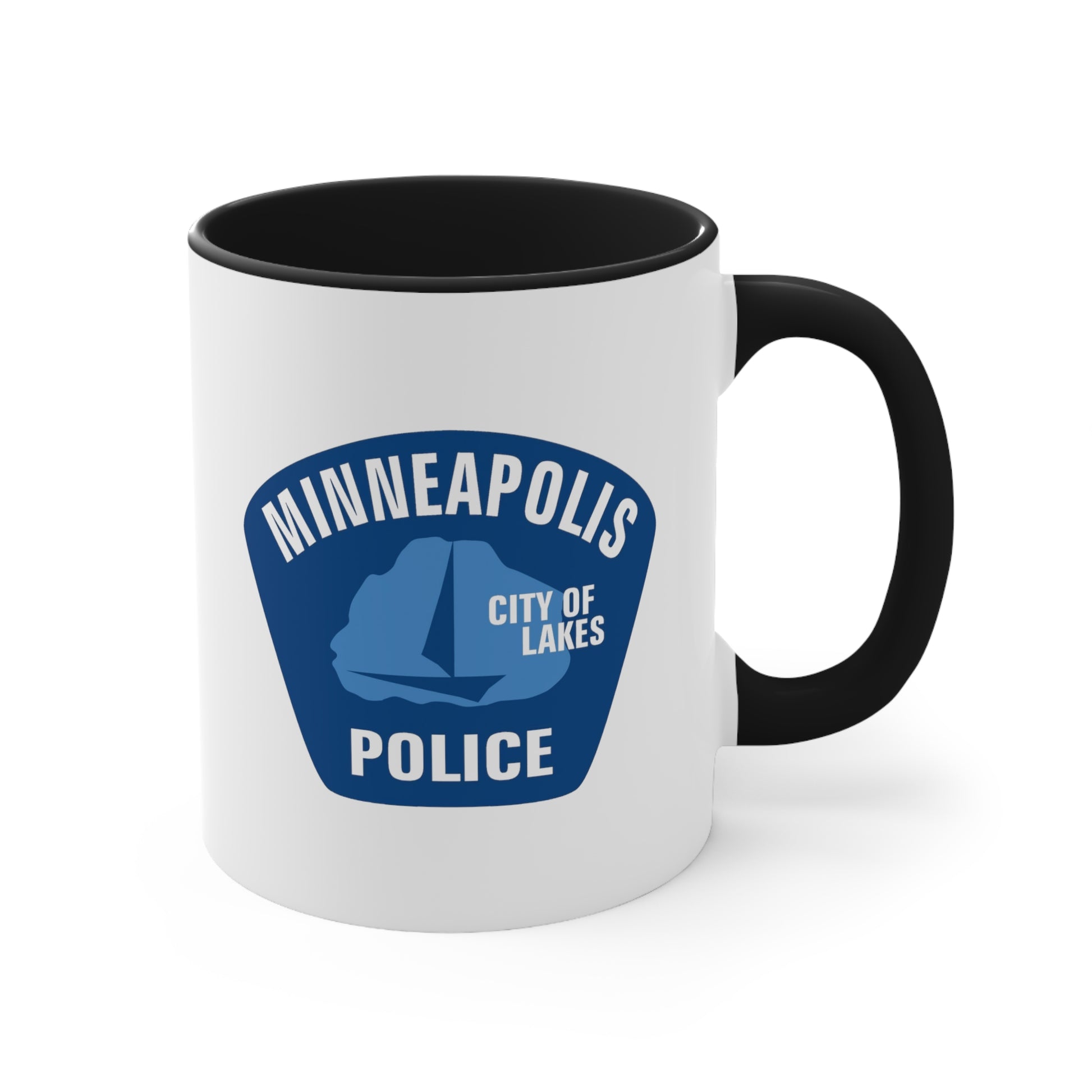 Minneapolis Police Coffee Mug - Double Sided Black Accent White Ceramic 11oz by TheGlassyLass.com