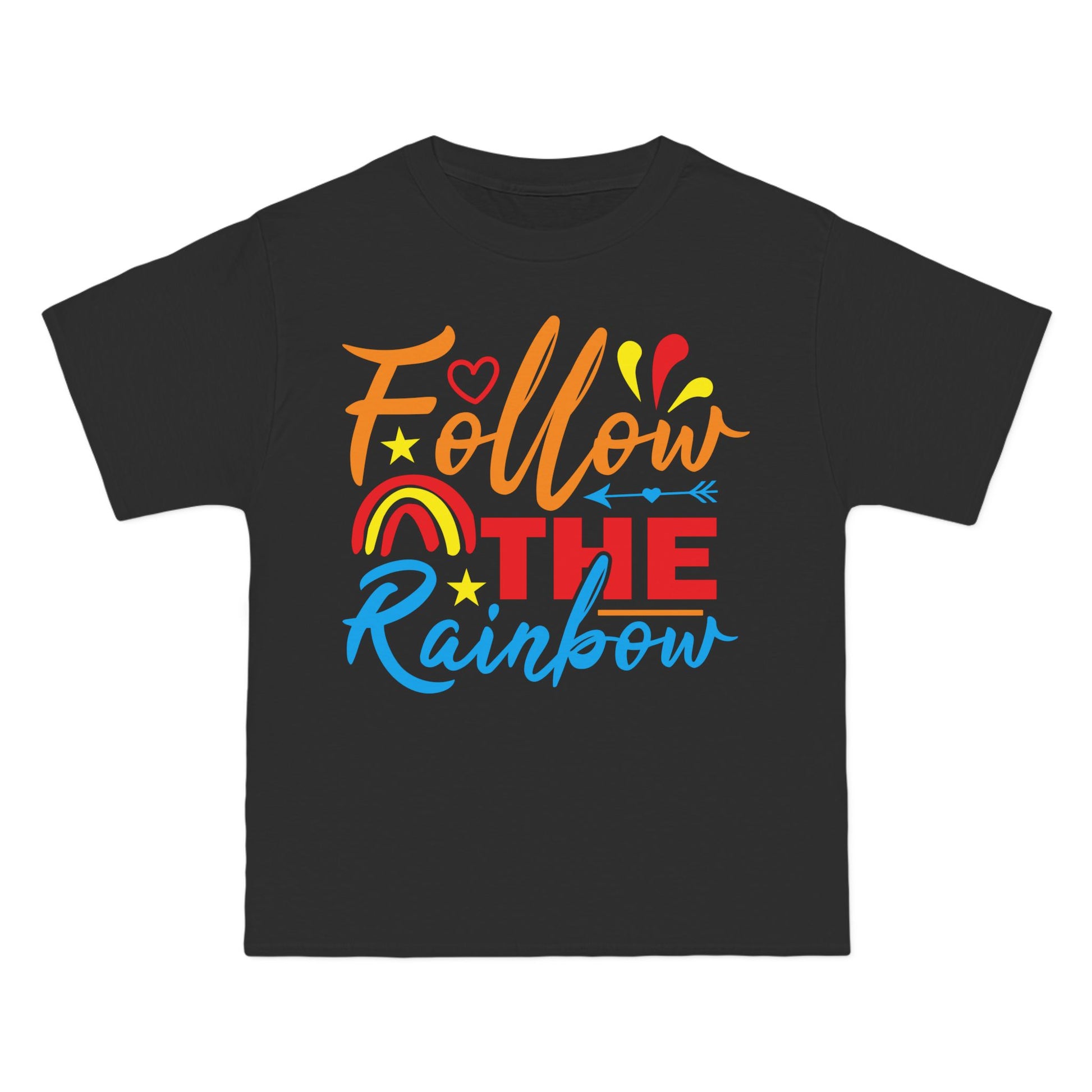 Follow the Rainbow T-Shirt: (Hanes Beefy-T 100% Preshrunk Cotton Custom Printed by TheGlassyLass.com