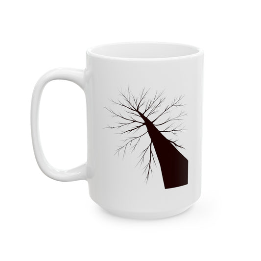 Barren Tree Mug - Double Sided White Ceramic 15oz by TheGlassyLass.com