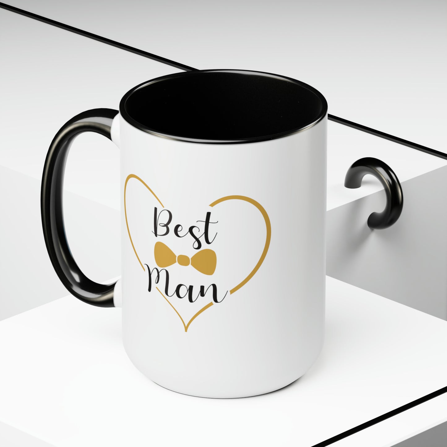 Best Man Coffee Mug - Double Sided Black Accent Ceramic 15oz by TheGlassyLass.com