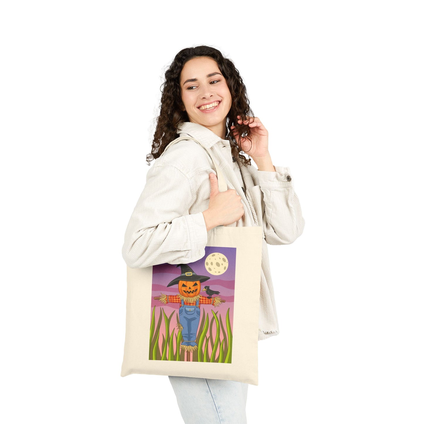 Halloween Scarecrow Trick or Treat Tote Bag - Heavyweight 100% Cotton Canvas by TheGlassyLass.com