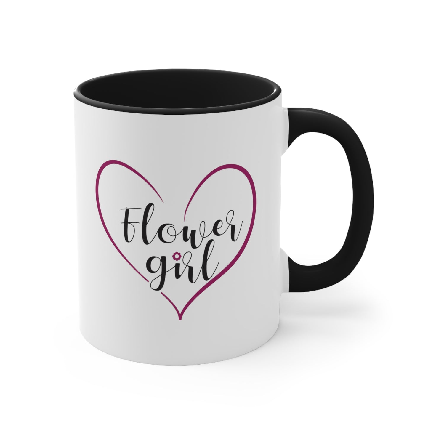 Flower Girl Hot Cocoa Mug - Double Sided Black Accent Ceramic 11oz by TheGlassyLass.com