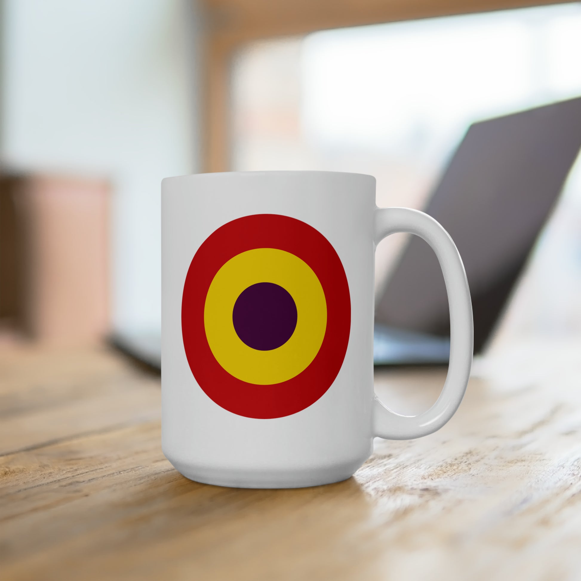 Spanish Air Force Roundel Coffee Mug - Double Sided White Ceramic 15oz - by TheGlassyLass.com