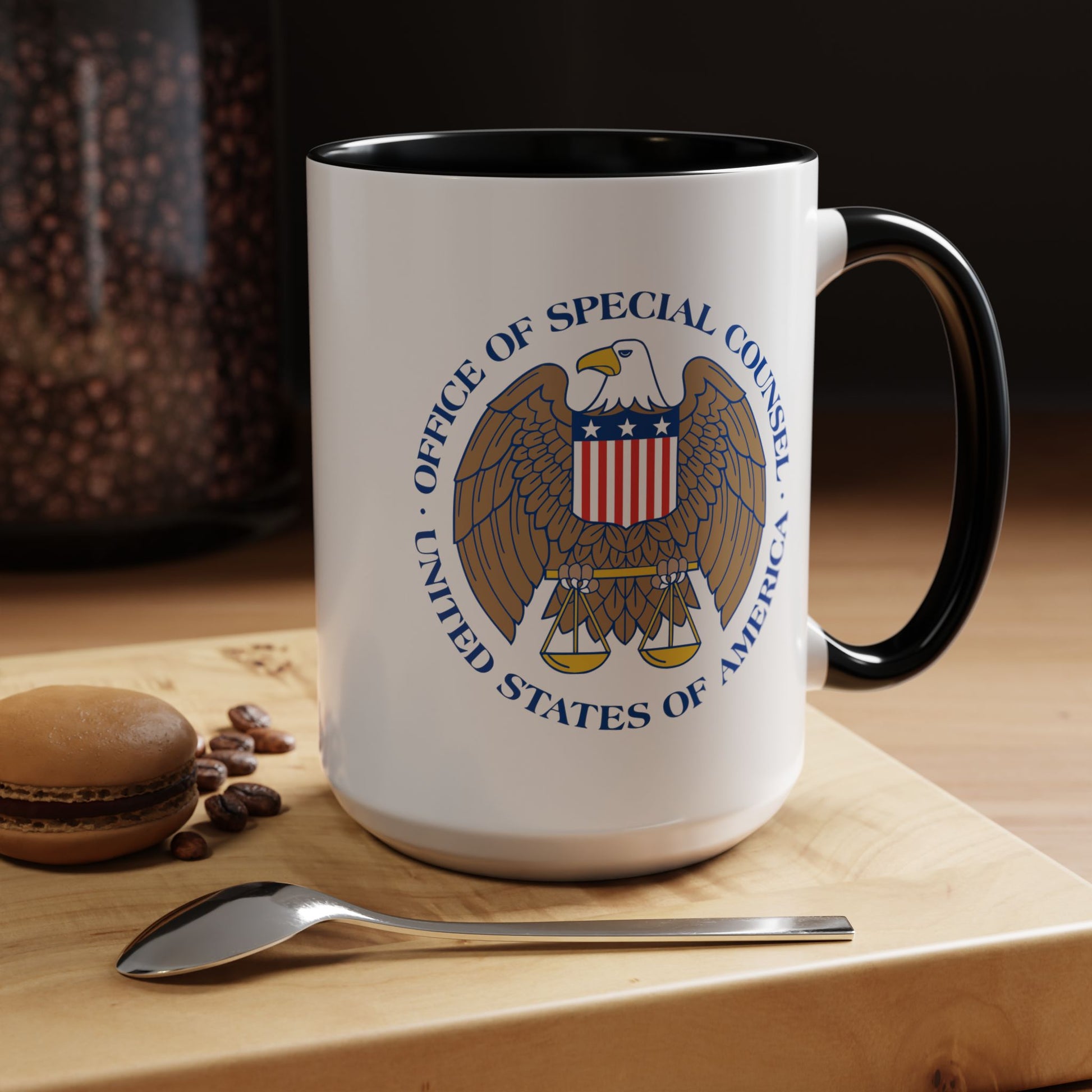 United States Office of Special Counsel Seal Coffee Mug - Double Sided Black Accent White Ceramic 15oz by TheGlassyLass.com