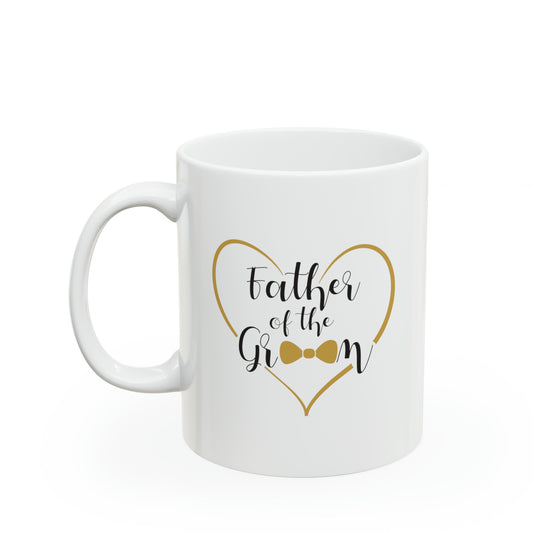 Father of the Groom Coffee Mug - Double Sided 11oz White Ceramic by TheGlassyLass.com