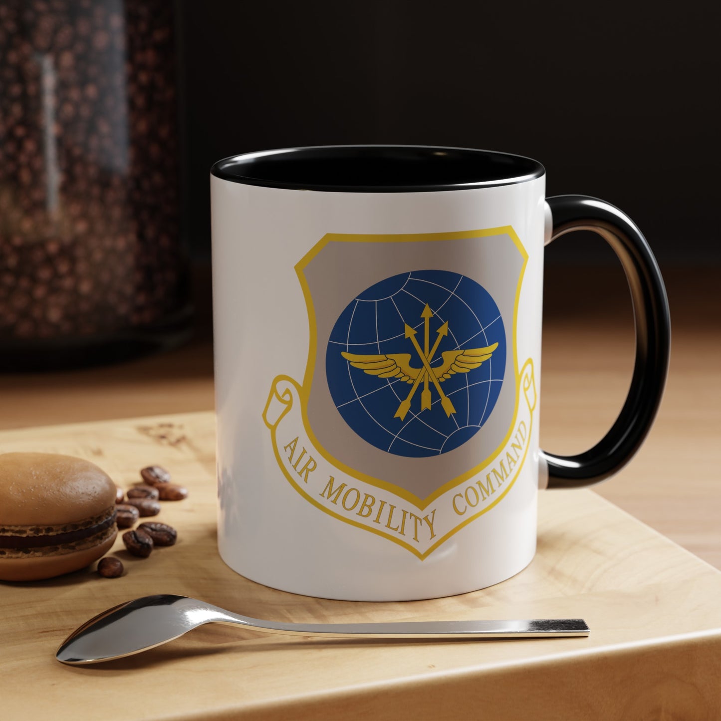 US Air Force Air Mobility Command - Double Sided Black Accent White Ceramic Coffee Mug 11oz by TheGlassyLass.com