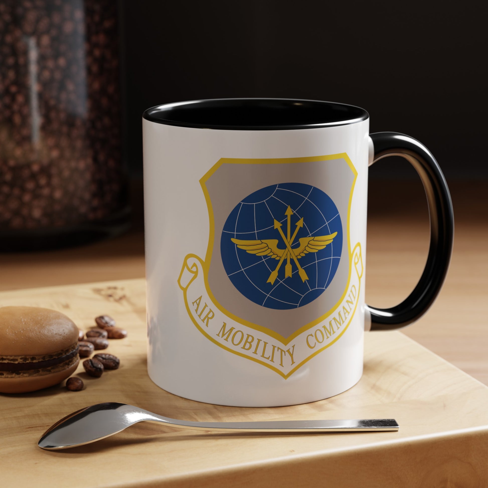 US Air Force Air Mobility Command - Double Sided Black Accent White Ceramic Coffee Mug 11oz by TheGlassyLass.com