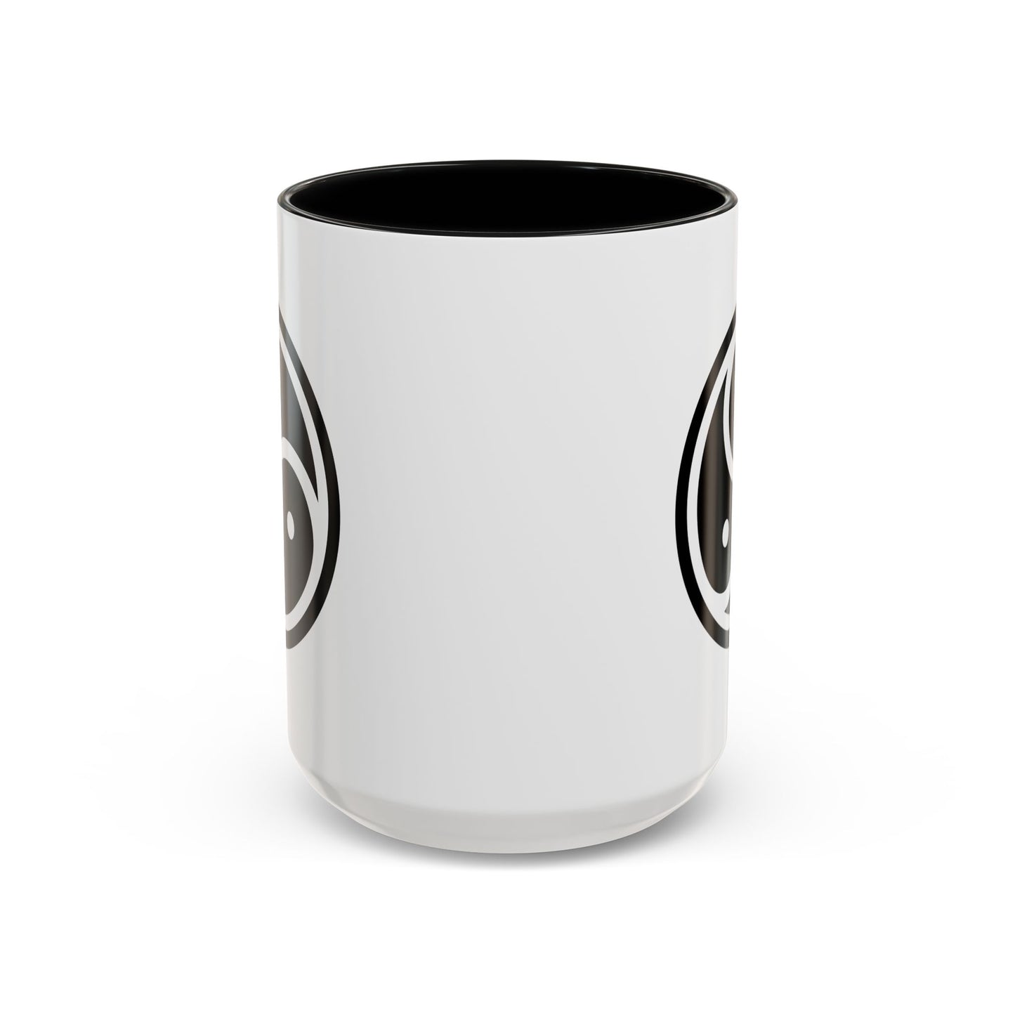 Tri Yin Yang Symbol Coffee Mug - Double Sided Print, Black Accent White Ceramic, 15oz by TheGlassyLass.com