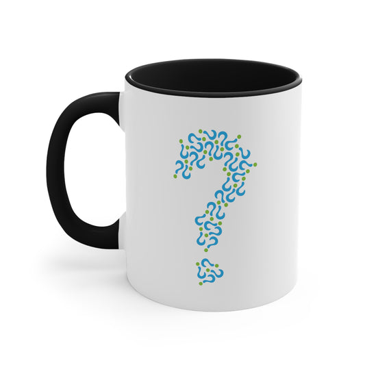 Question Mark Coffee Mug - Double Sided Black Accent White Ceramic 11oz by TheGlassyLass.com