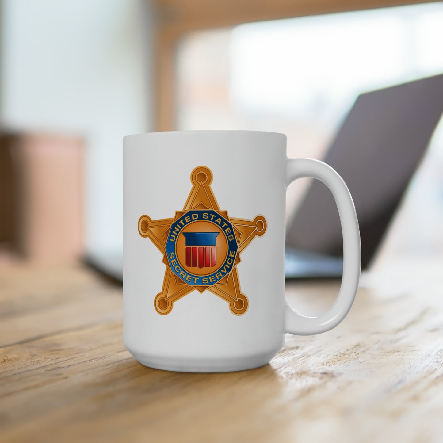 US Secret Service Coffee Mug - Double Sided White Ceramic 15oz by TheGlassyLass