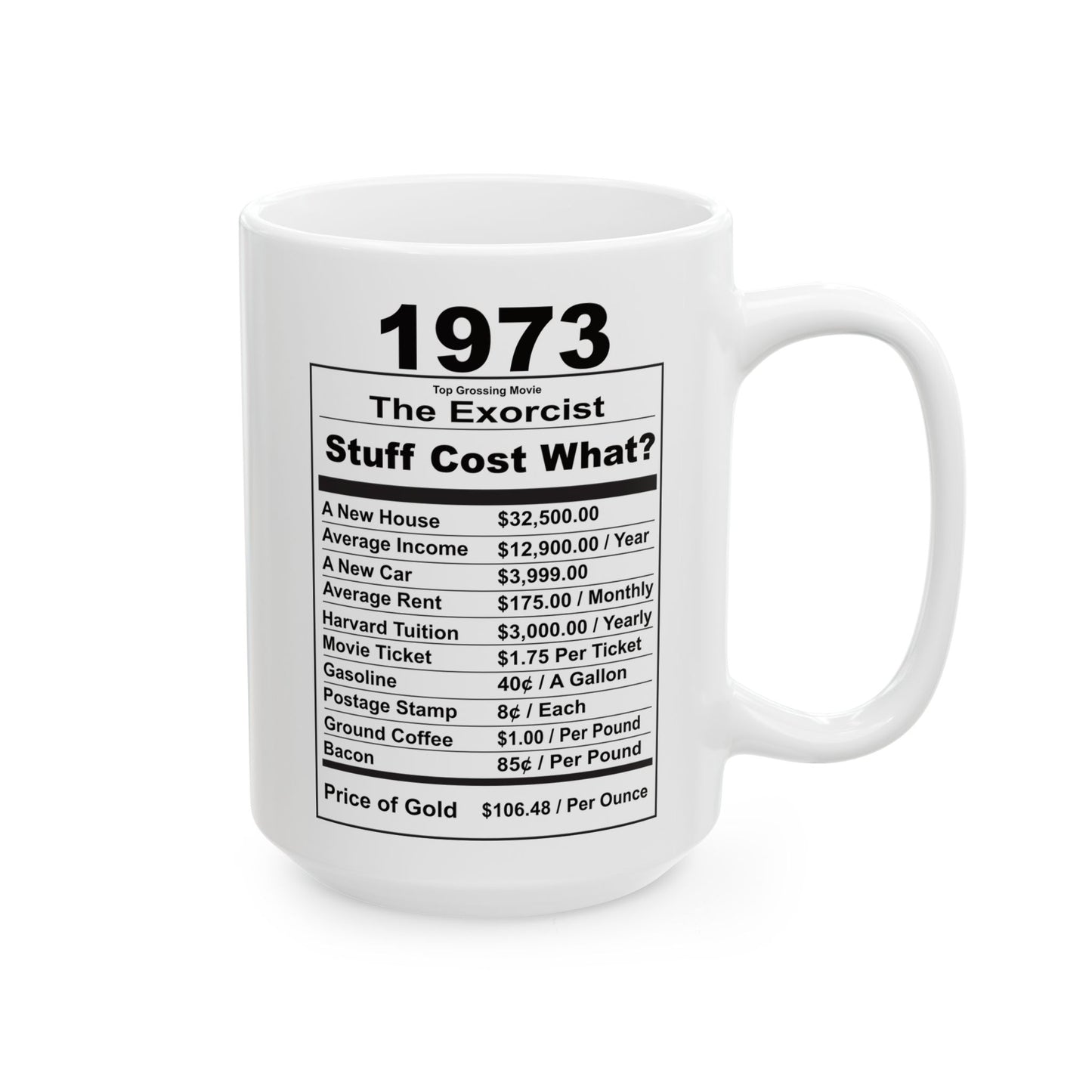 Keepin it Real Since 1973 Coffee Mug - Double Sided Print, White Ceramic, 15oz by TheGlassyLass.com