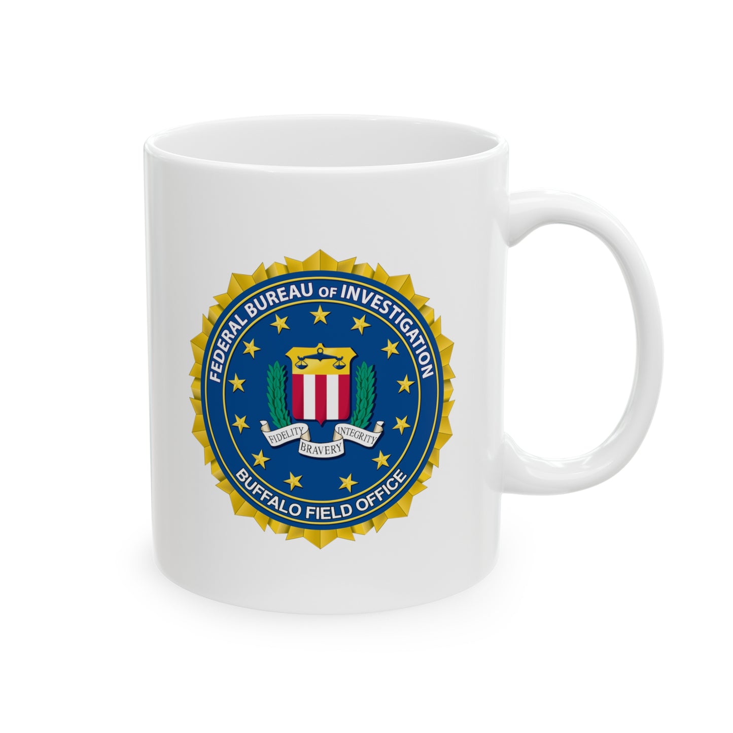 The FBI Buffalo Field Office Coffee Mug - Double Sided 11oz White Ceramic by TheGlassyLass.com