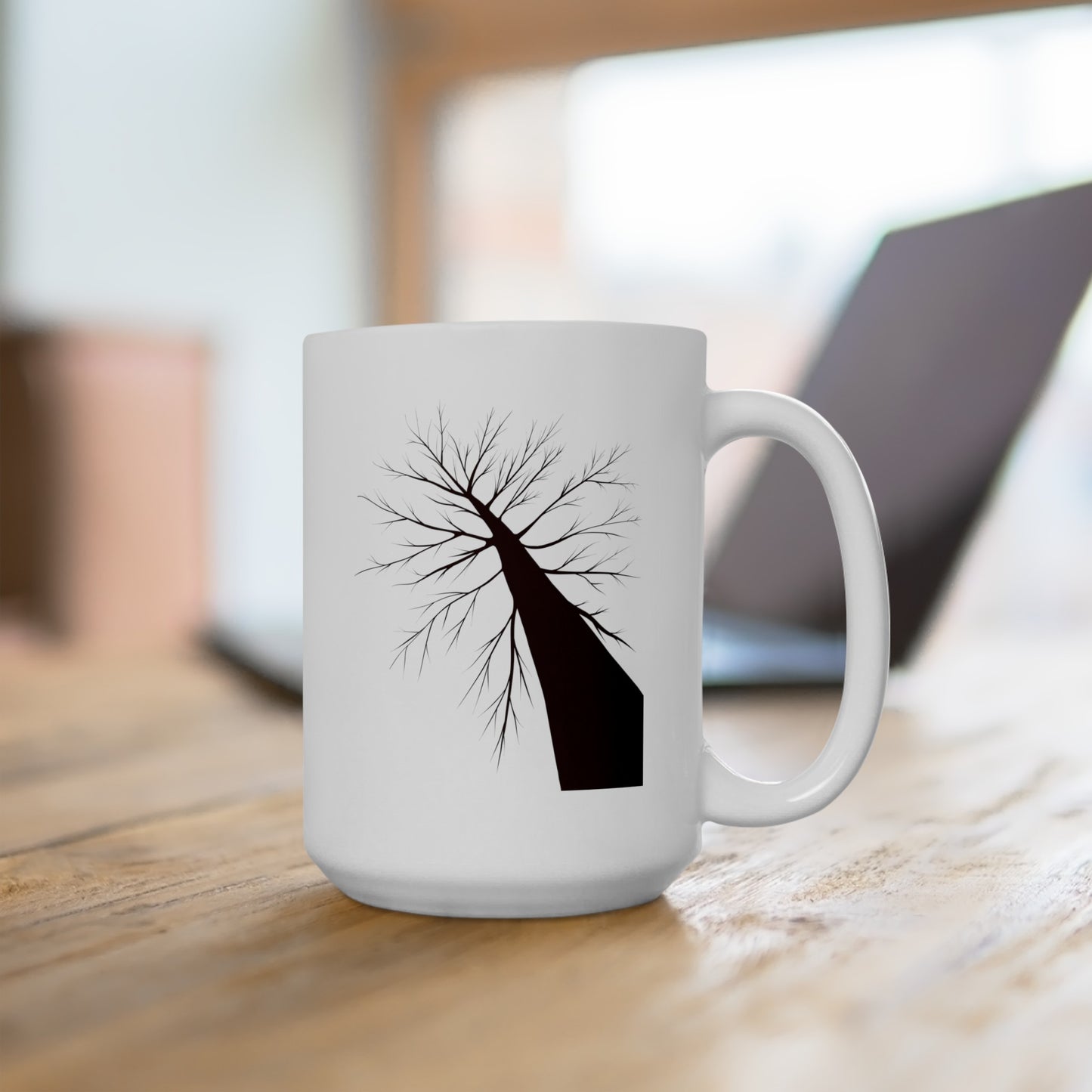 Barren Tree Mug - Double Sided White Ceramic 15oz by TheGlassyLass.com