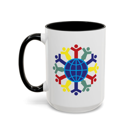 Joy To The World Coffee Mug - Double Sided Black Accent White Ceramic 15oz by TheGlassyLass.com