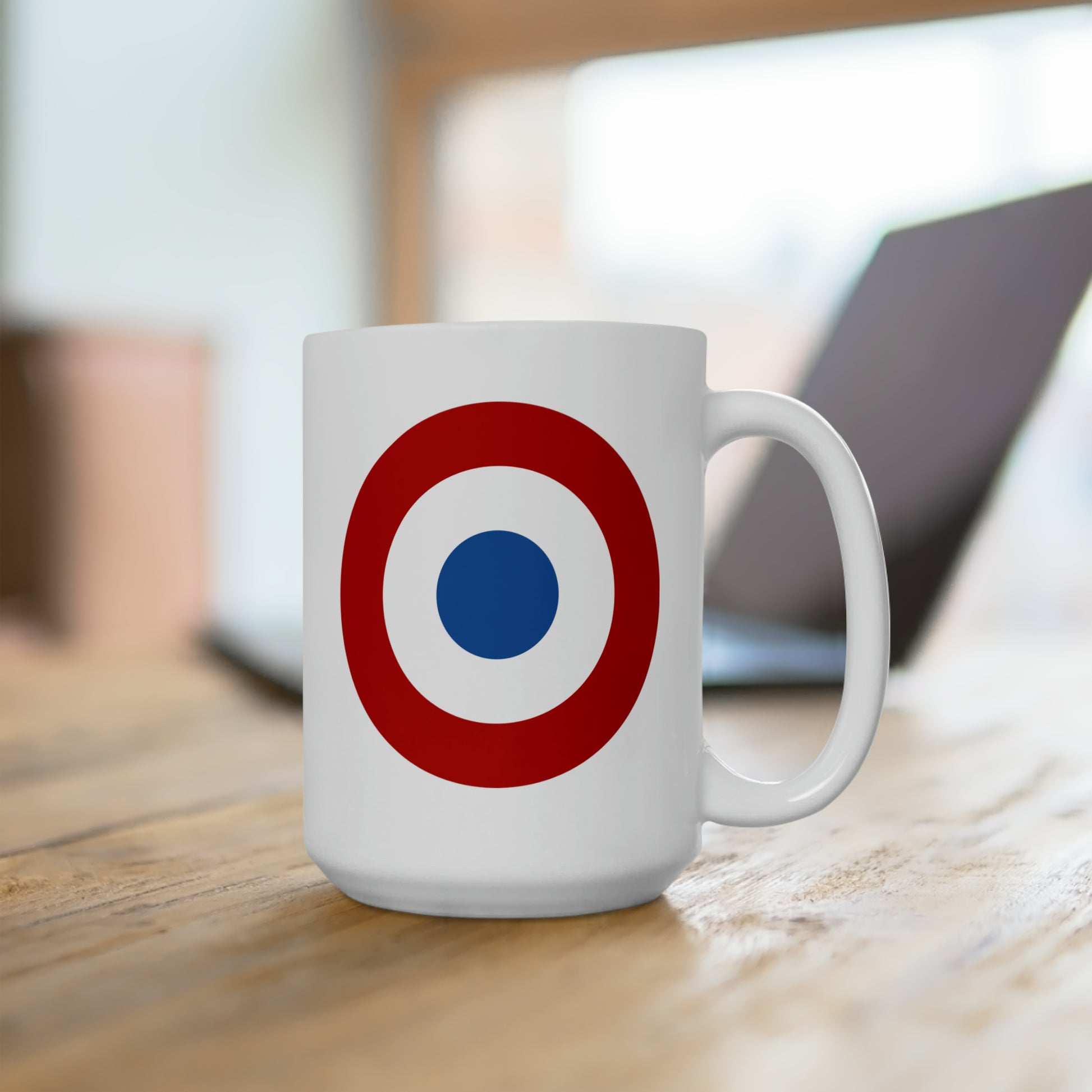 French Air Force Roundel Coffee Mug - Double Sided White Ceramic 15oz - by TheGlassyLass.com