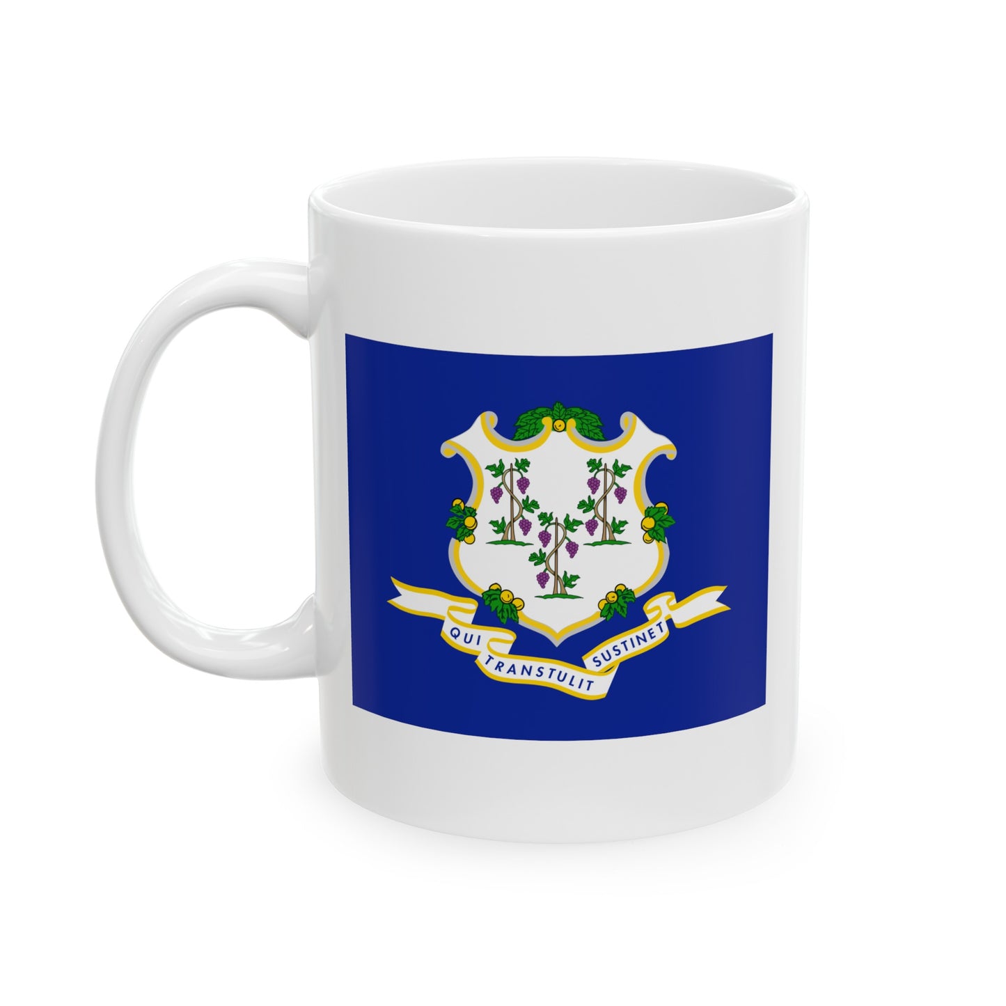 Connecticut State Flag - Double Sided White Ceramic Coffee Mug 11oz by TheGlassyLass.com