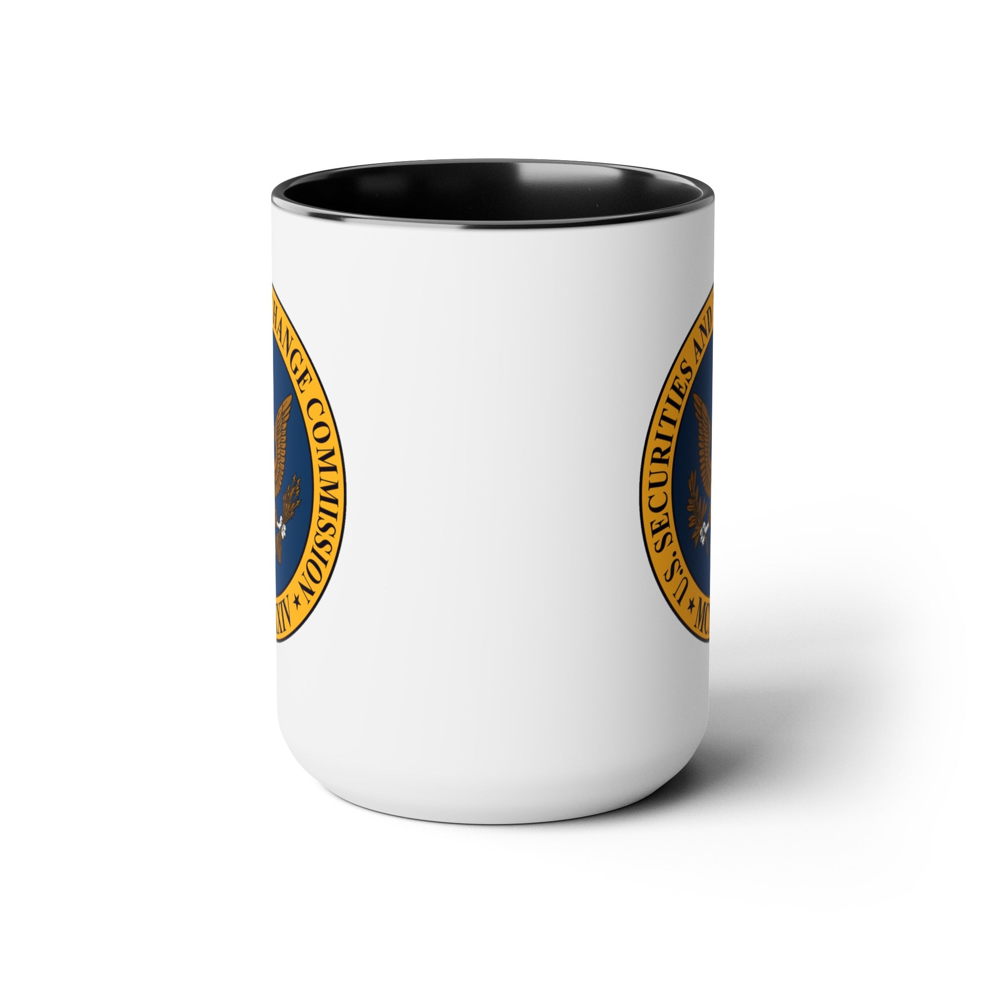 SEC Logo Coffee Mugs - Double Sided Black Accent White Ceramic 15oz by TheGlassyLass.com