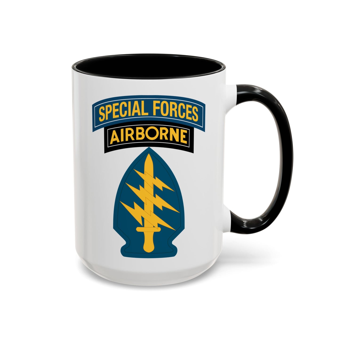 Special Forces Airborne Coffee Mug - Double Sided Print, Black Accent White Ceramic, 15oz by TheGlassyLass.com